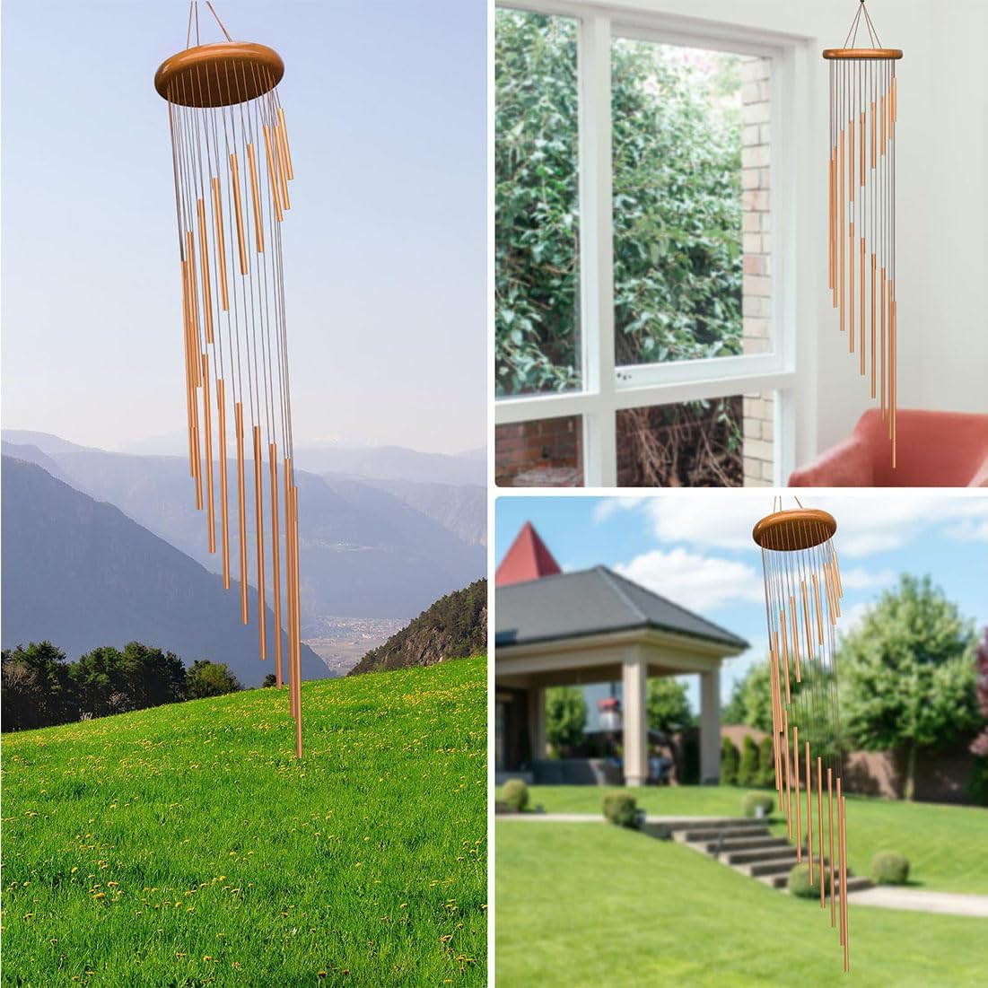 Wind Chimes for Outside, 36Inch Metal Wind Chimes Outdoor with S Hook, Classic Memorial Wind Chimes Deep Tone Windchimes Outdoors for Home Garden Decoration image number 3
