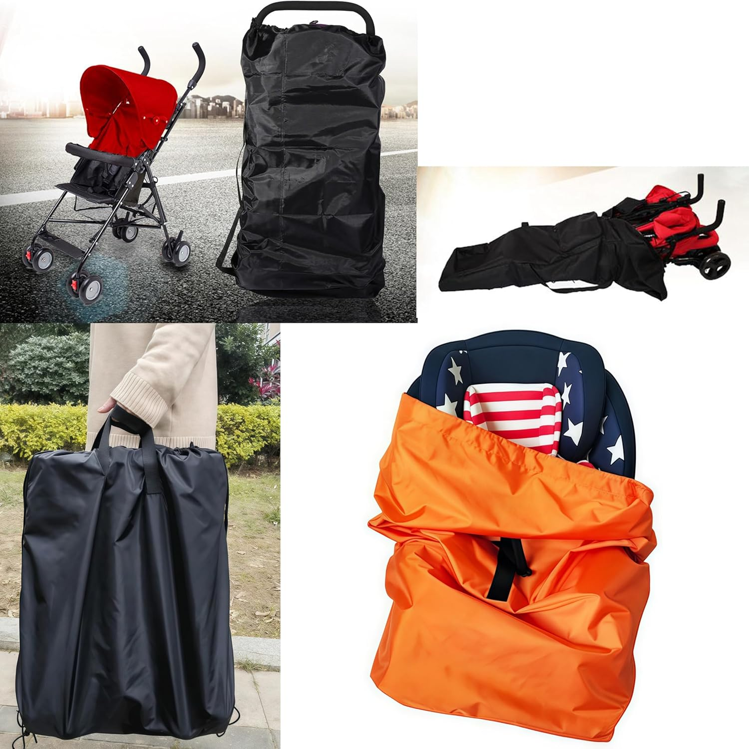 Car Seat Travel Bag, Durable and Waterproof Pram Travel Bag,Stroller Bag, Suitable for Families Who Often Go Out ，Suitable for Small Carts (Umbrella Carts, Etc.) image number 2