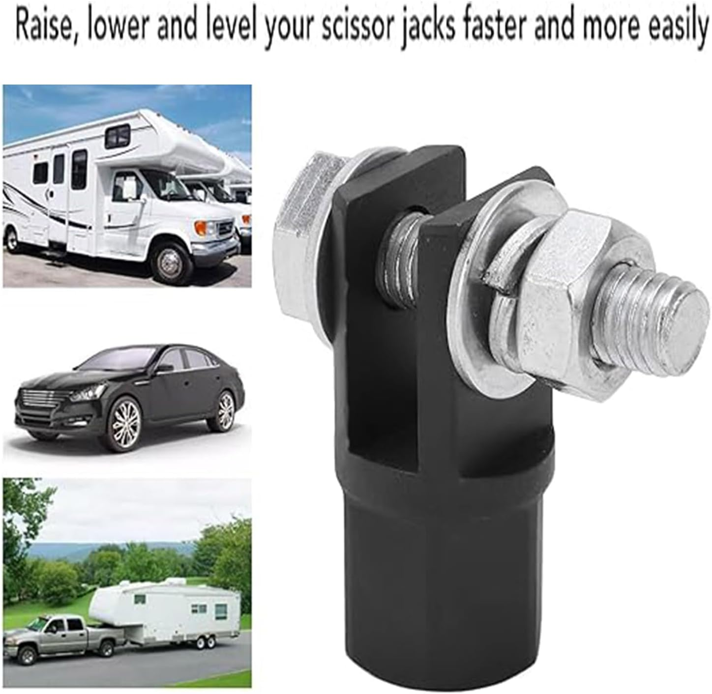 Roczential Scissor Jack Adapter, High Strength Universal Scissor Jack Drill Adapter for Impact Drills Socket Automotive Jack RV Trailer Leveling Jack image number 1