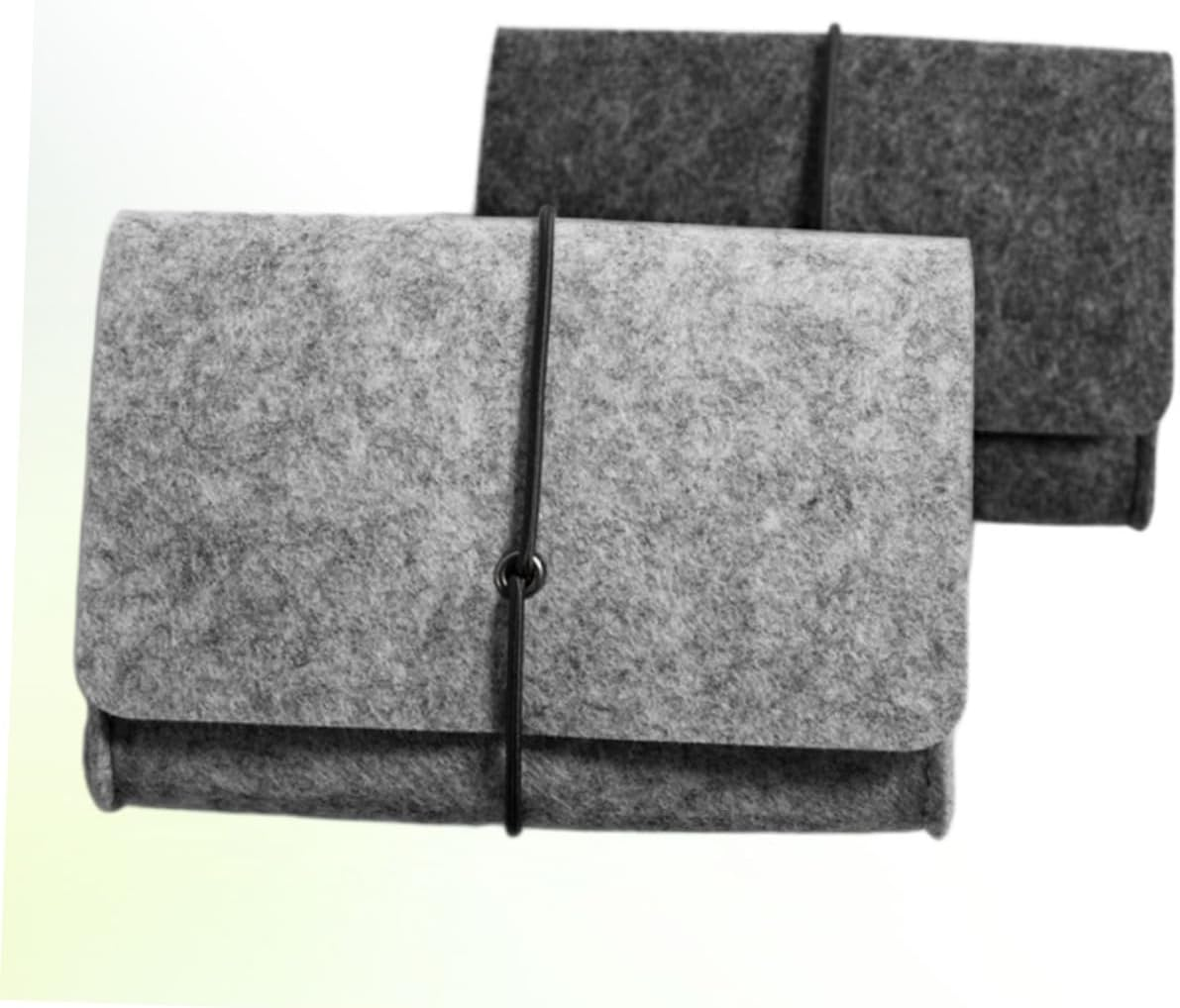 SHERCHPRY 2Pcs Felt Storage Bag Pockets Tote Bag Organizer Travel Organizer Felt Pouch for Passport Phone Electronics Light Grey image number 3