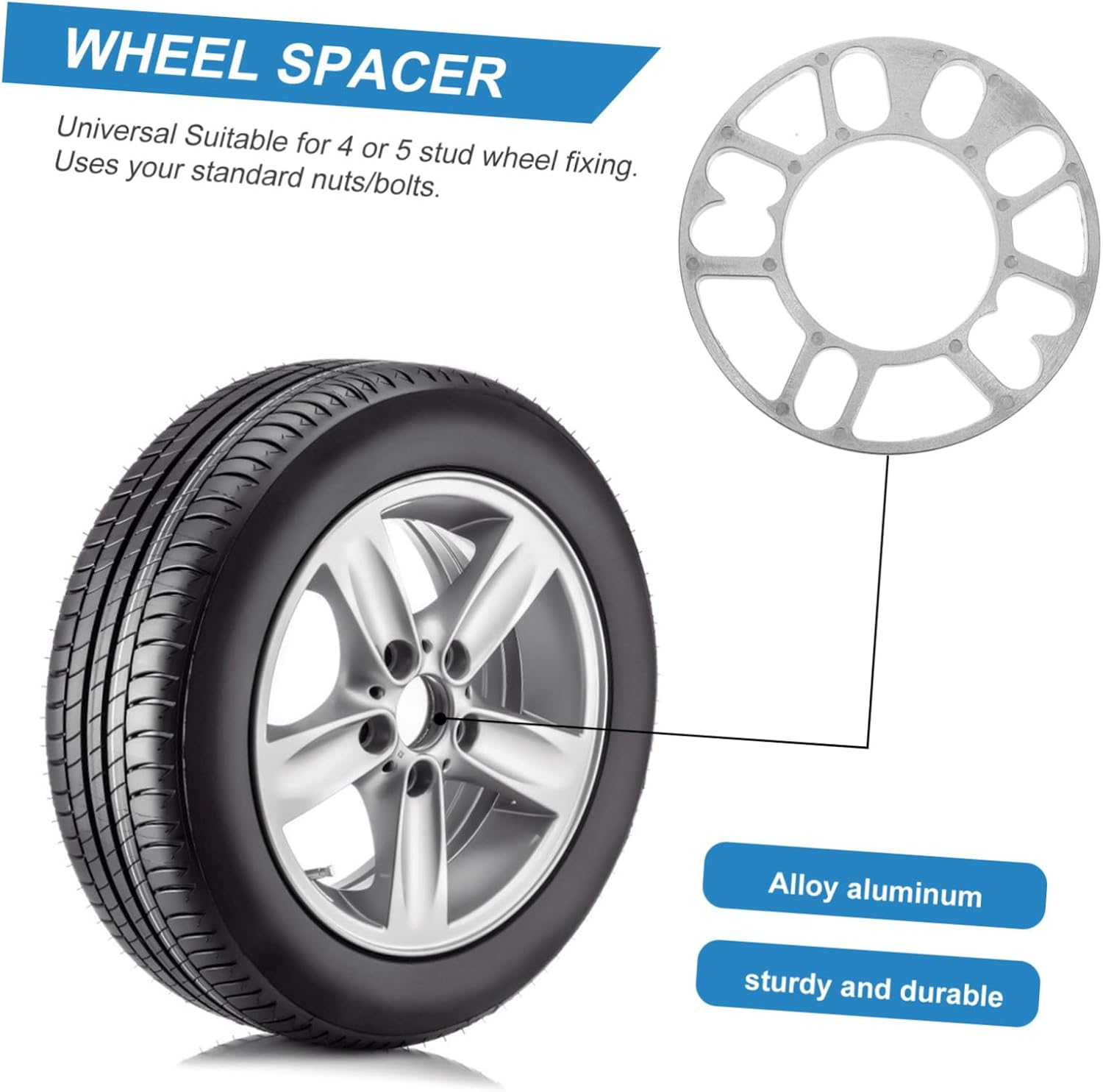 Beatifufu 4Pcs Wheel Spacers Shims Automotive Wheel Spacer Enhance Car Handling Metal Material Stop Tyre Rubbing image number 3