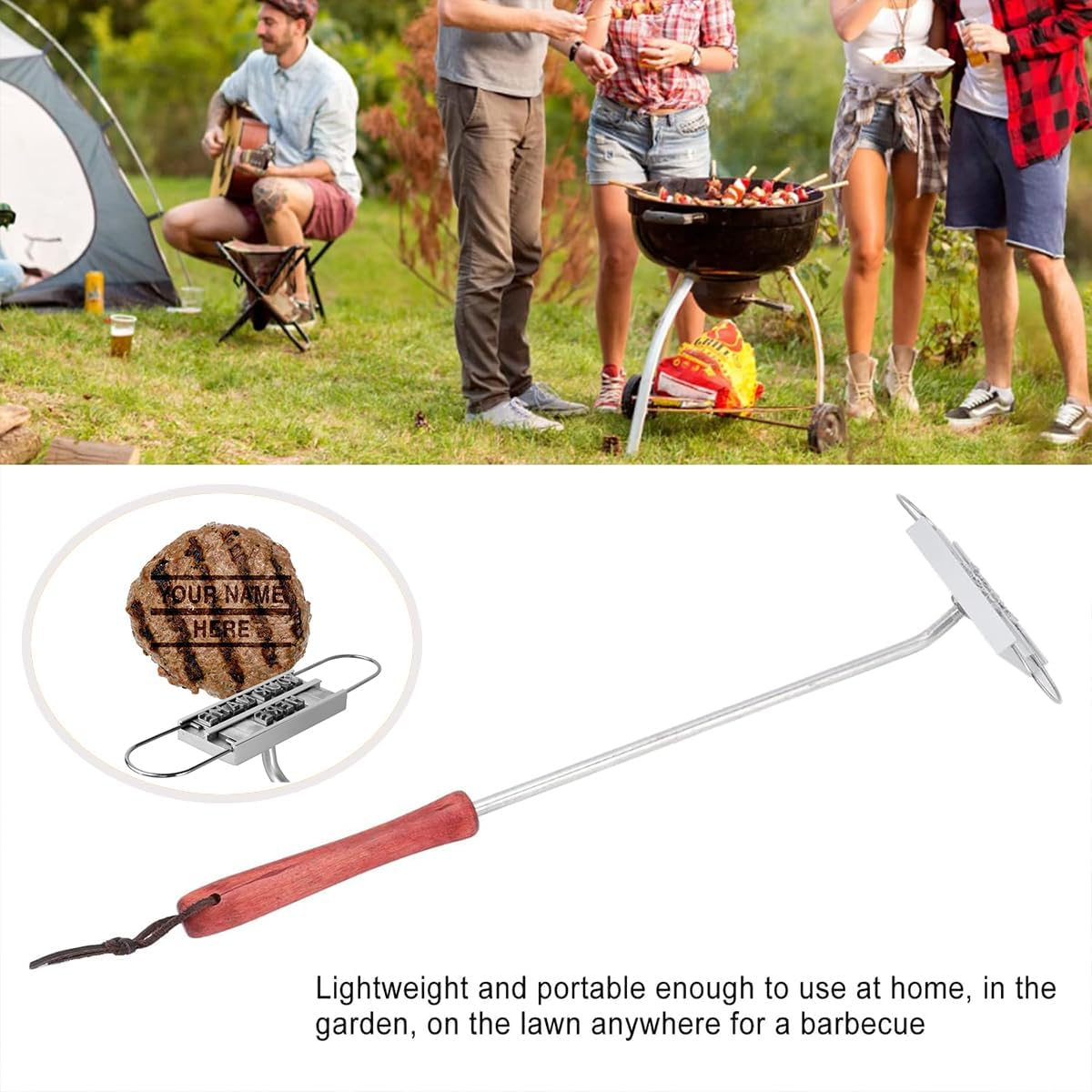 AIMALL BBQ Branding Iron with English Alphabet Letters - Long Handle Customisable Grill Tool for Personalised Barbecue Meat, 16.7In Durable Stainless Steel