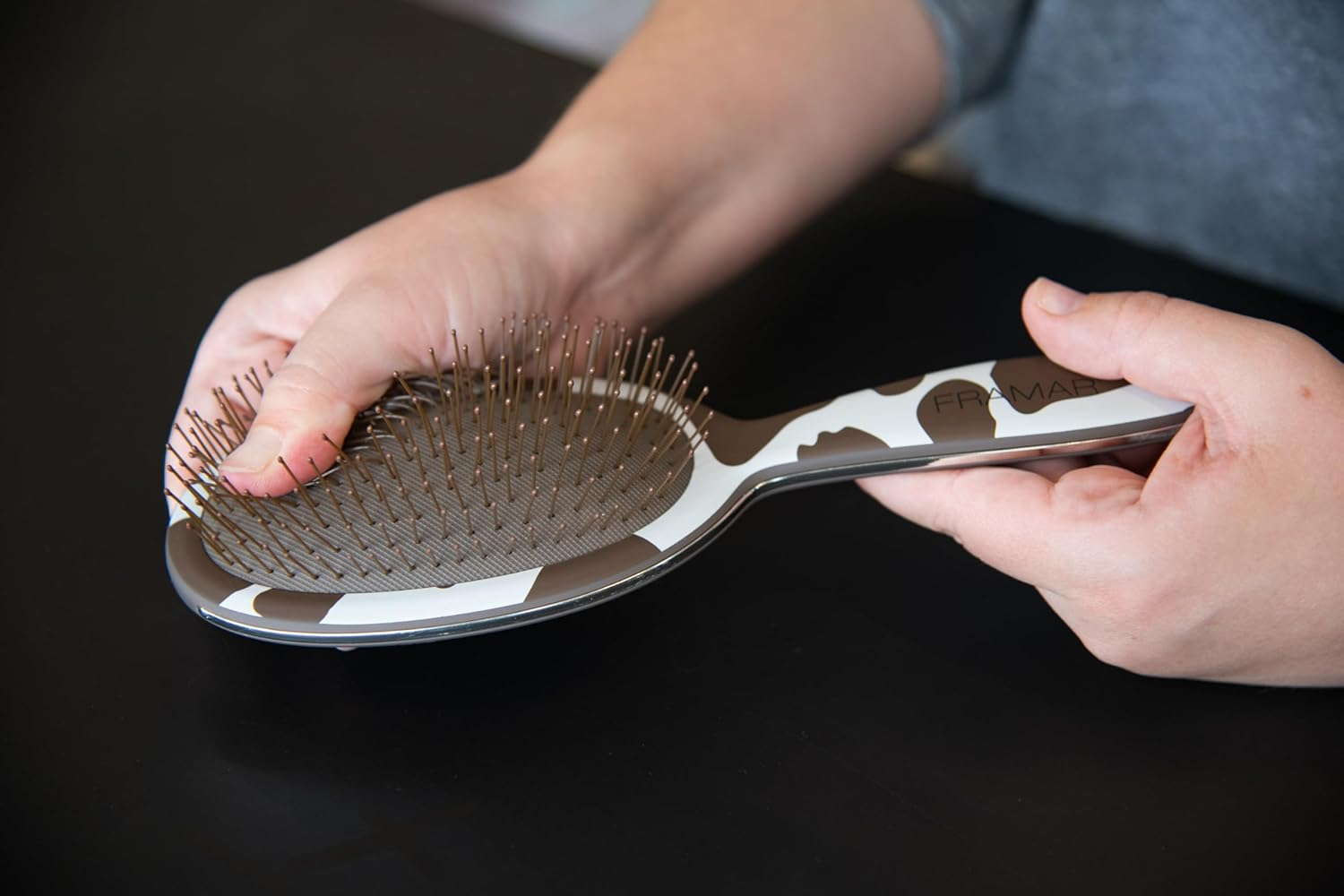 FRAMAR Curly Hair Detangler Brush - Cow Print Hairbrush for Wet, Thick Hair - Women'S Cute Cow Stuff Brush image number 1