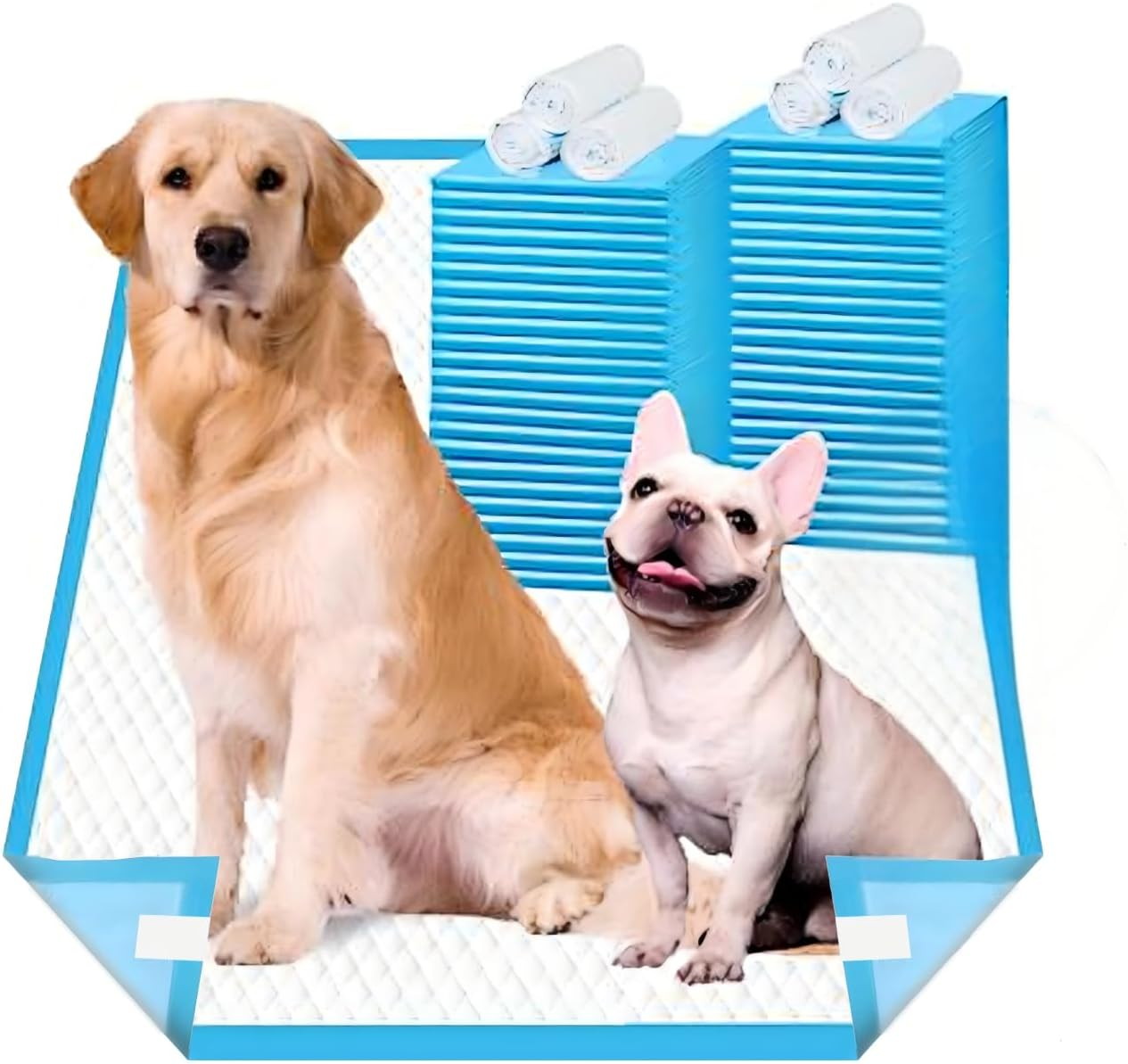 100Count Puppy Pads with Adhesive Strip Fixation , 60*60Cm Large Toilet Training Pads , Instant Absorbent and 6 Layers Leak Proof Design, Pee Disposable and Durable Pads for Dogs, Fast Drying Mat image number 1