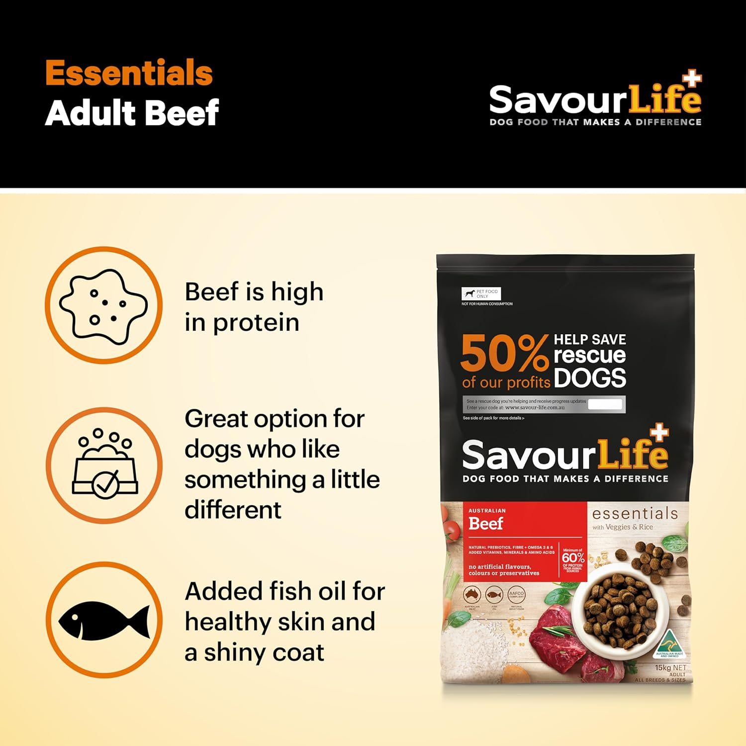 Savourlife Essentials Dog Food, Australian Beef Veggies & Rice, 3Kg image number 6