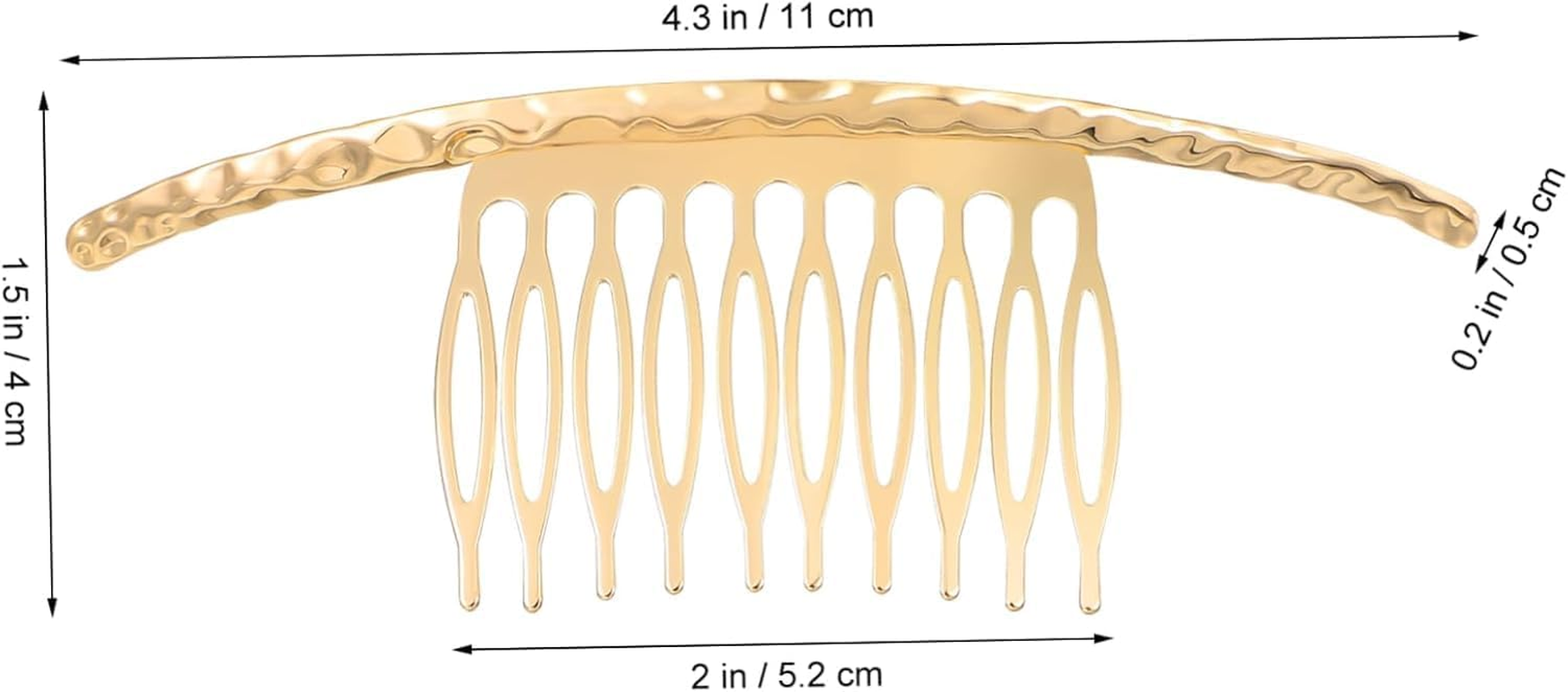 2Pcs French Twist 10 Teeths Comb Alloy Metal Bridal Wedding Hair Side Comb Headpiece Hair Jewellery Fashion Accessory for Women Girls, Gold and Silver image number 6