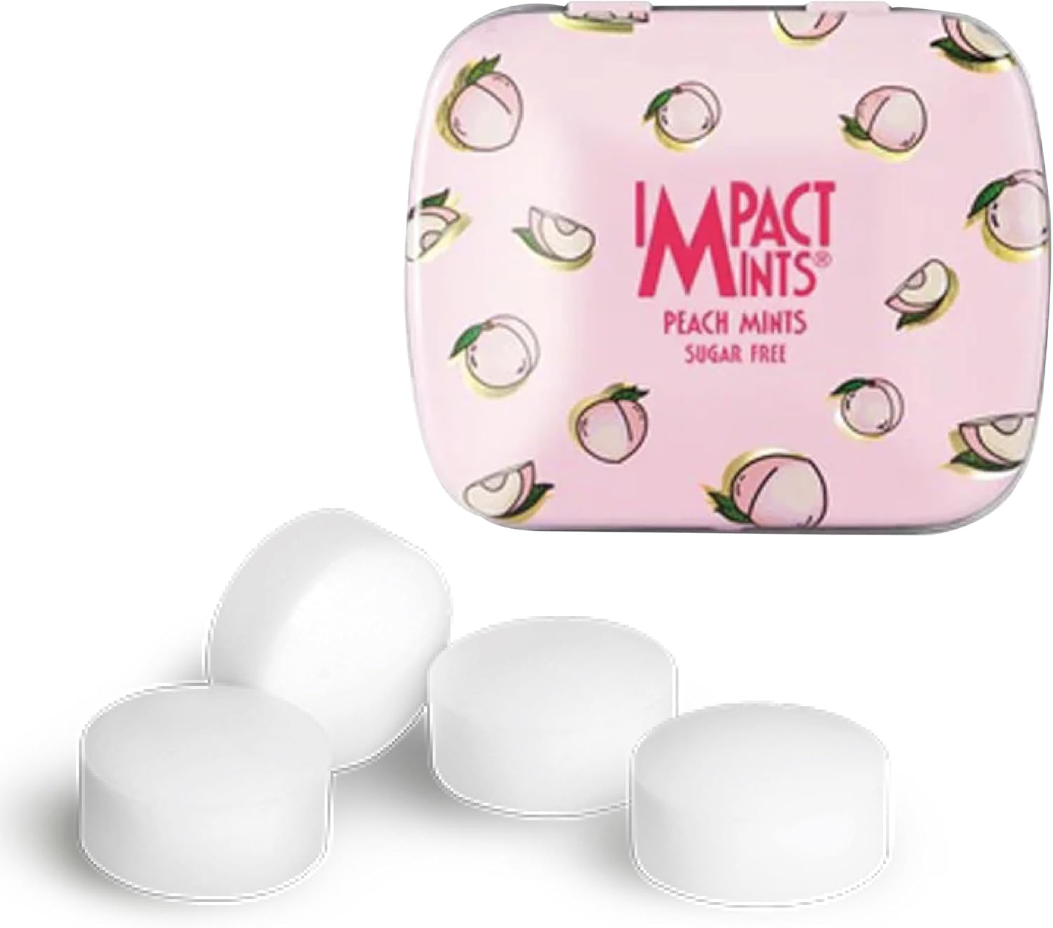 Impact Mints Sugar Free Peach Candy &ndash; Fruity Breath Freshener Mints, 6 Pocket Tins image number 1