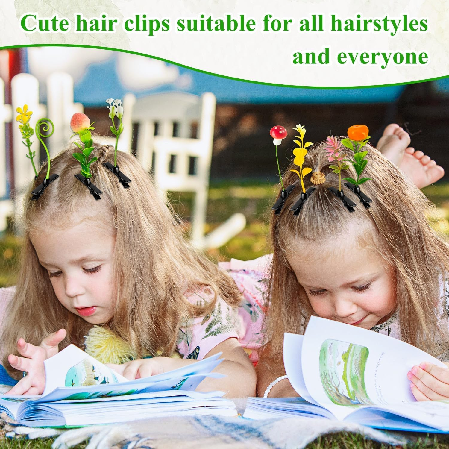 50 Pcs Sprout Clips Random Mixed Style Plant Hairpins Little Grass Sprout Hair Clips Butterfly Mushroom Hair Accessories Present for Women Girls Kids Party School image number 1