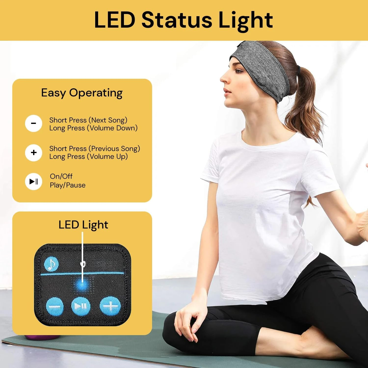 EZONEDEAL Bluetooth 5.0 Headband Headphones, Sleep Headphones Wireless with Ultra-Thin HD Stereo Speakers, Upgrage Soft Sleeping Wireless Music Sport Washable Headband (Gray) image number 1