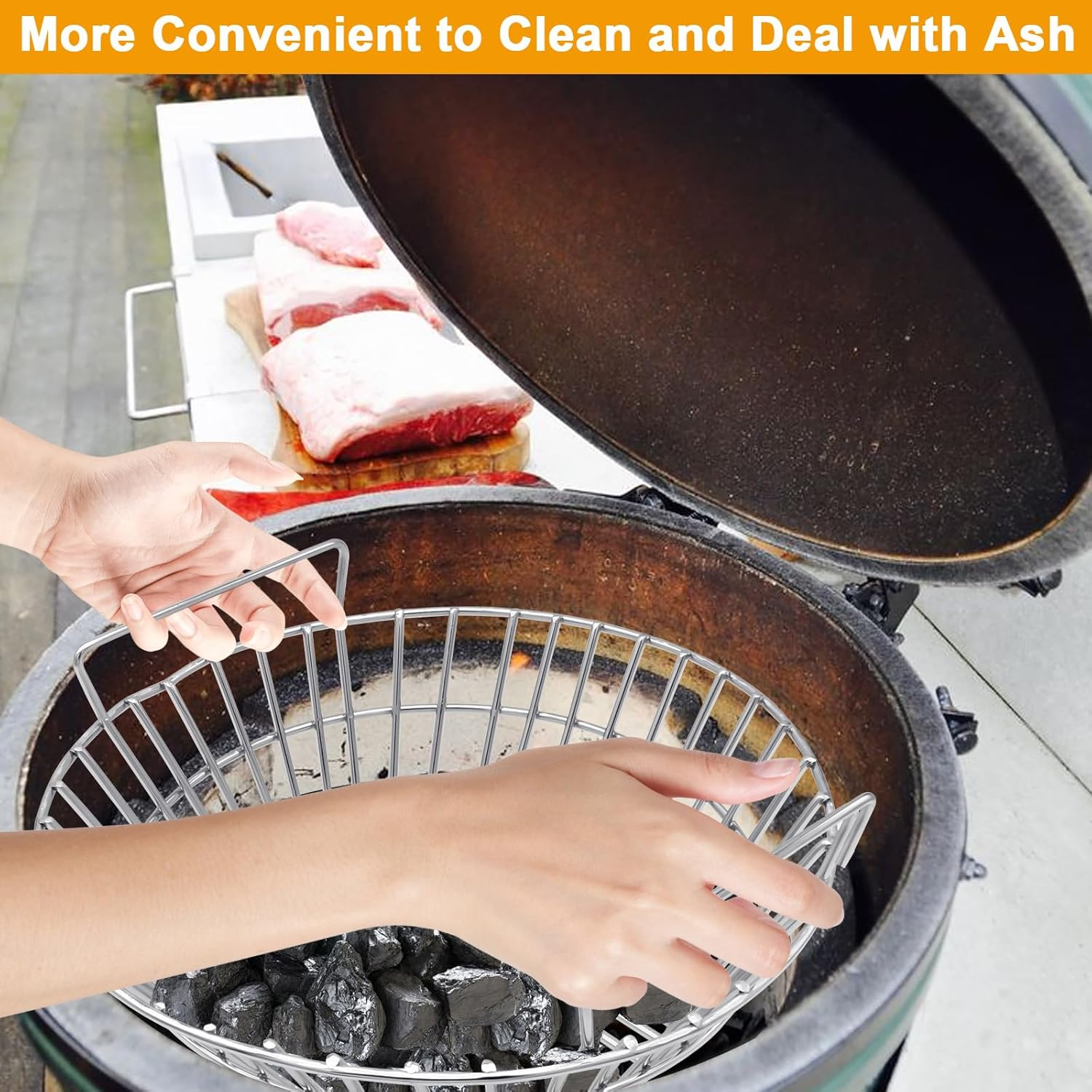 14 Inch Stainless Steel Charcoal Grill Ash Basket for Large BGE Kamado Joe Classic and Other Similar Grills image number 5