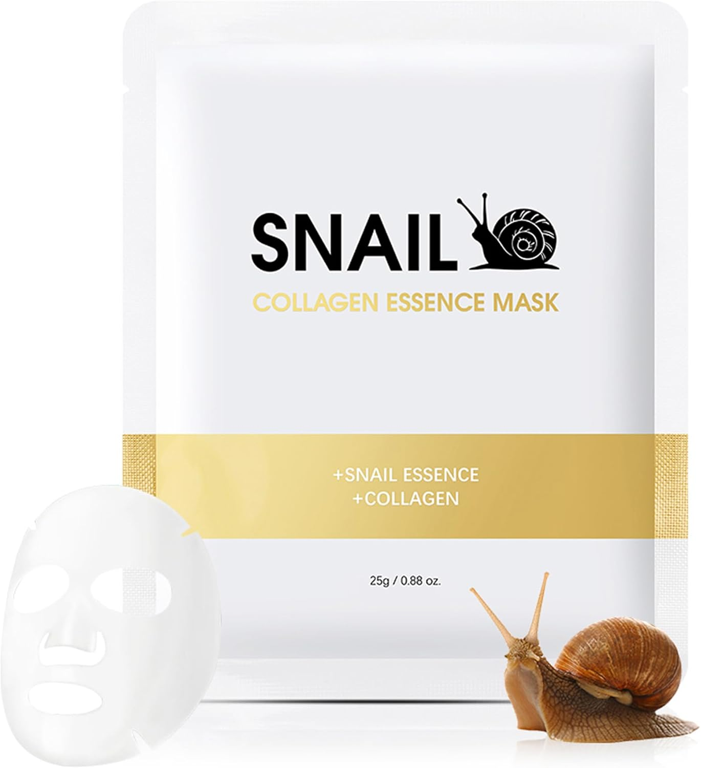 Snail Mucin Face Sheet Mask (5 Pcs) - anti Aging and Moisturizing Face Mask with Hyaluronic Acid - Deep Hydration for Youthful Skin image number 2