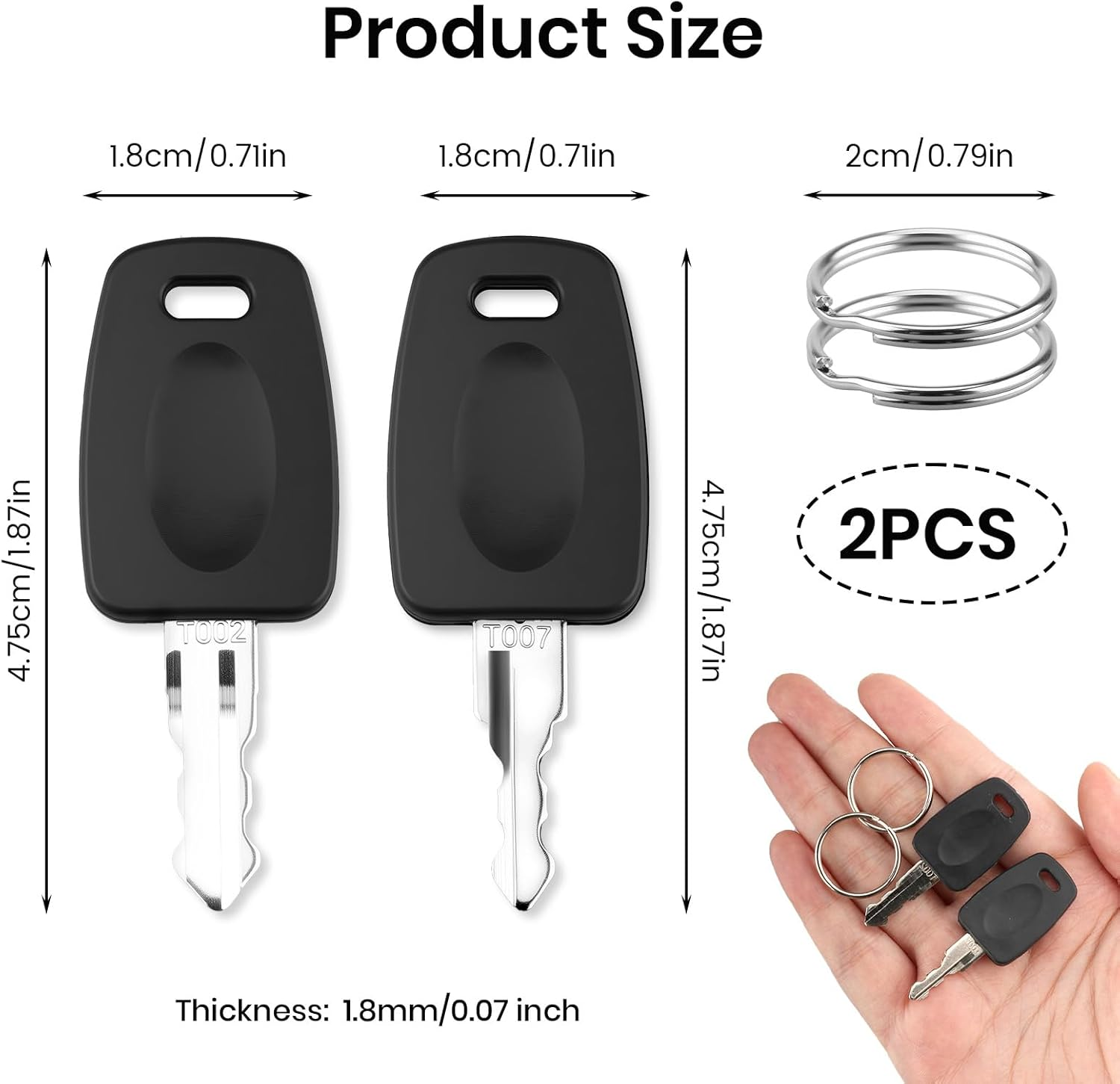 2 Pcs TSA002 TSA007 Master Key, Universal Luggage Lock Keys with Key Rings, Travel Accessories for TSA Approved Suitcase Locks Emergency Unlocking Tool for Backpacks & Baggage image number 1