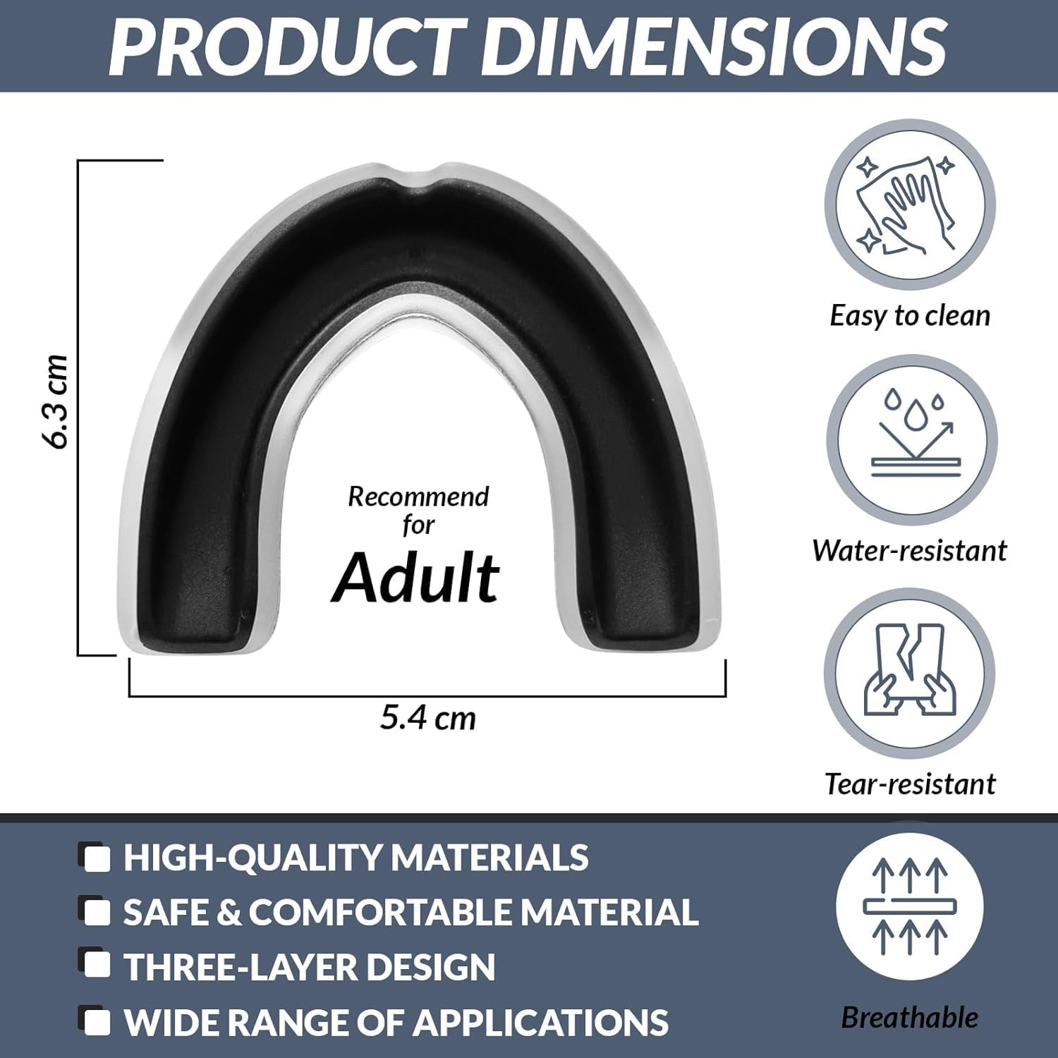 Mouth Guard, 2 Pcs Sports Mouthguard with Case for Rugby, Boxing, Mixed Martial Arts, Hockey, MMA, Karate, Taekwondo, Basketball, Football for Teens, Adults (Black & White) image number 3