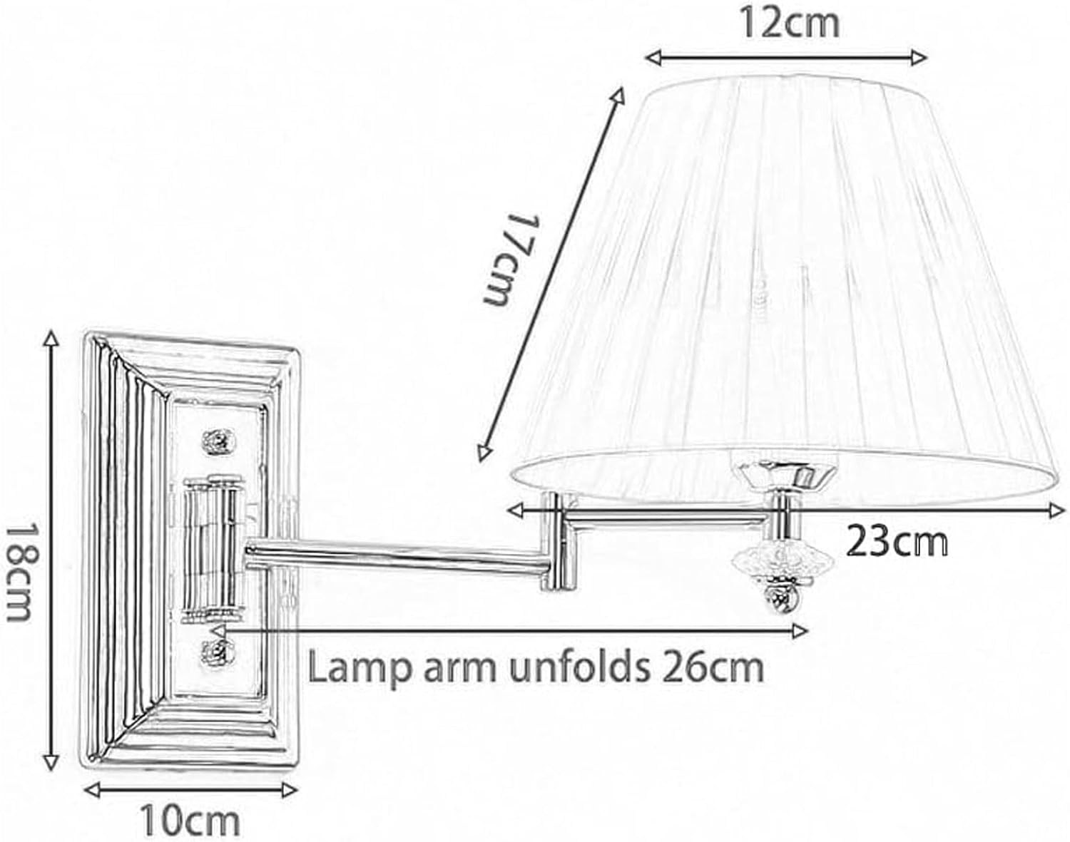 Swing Arm Wall Sconce Vintage Farmhouse Decor Wall Sconces Lighting Fixture with Beige/Yellow Fabric Shade Wall Lighting image number 2