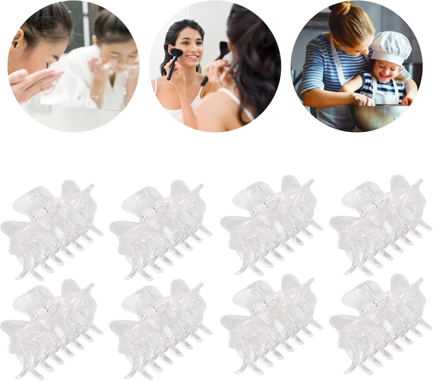 Pack of 12 Clear Hair Clips Prevent Slipping Strong Hold Elegant Plastic Hair Claw Clamp for Women and Girls image number 3