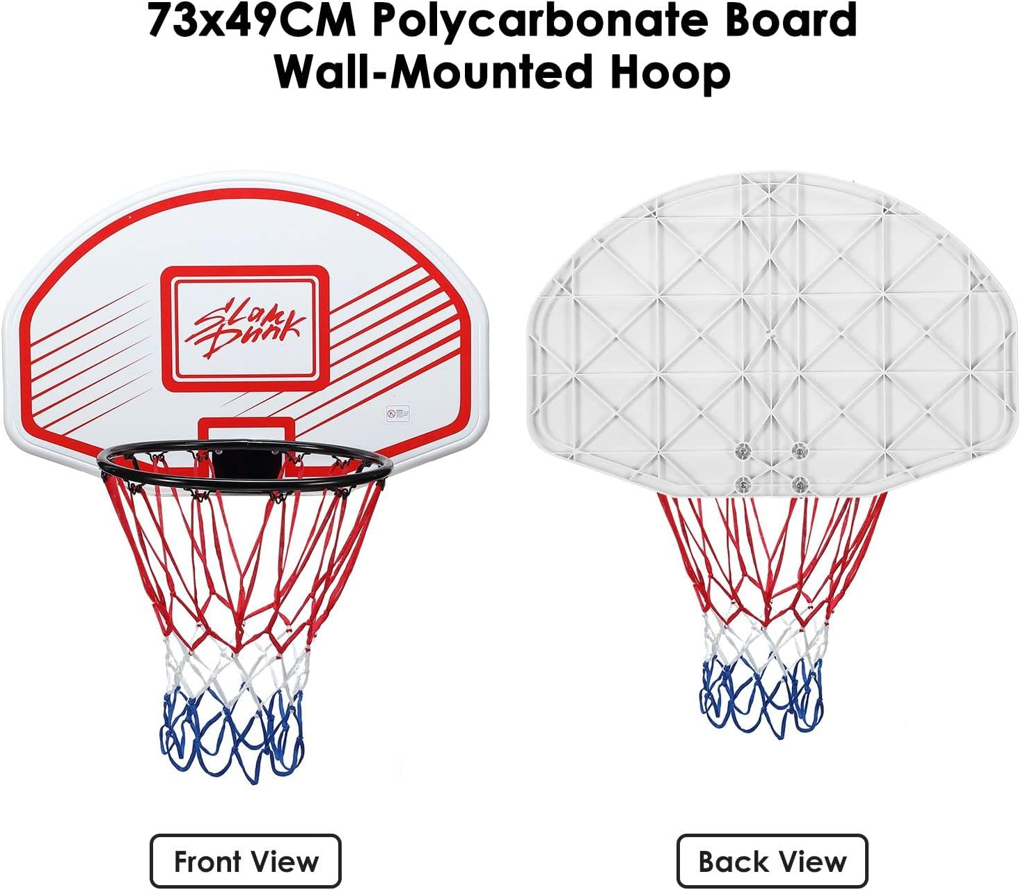 Genki Indoor Mini Basketball Hoop Wall Mounted Basketball Backboard Ring Net Set 73 X 49Cm for Adults Kids Home Outdoor Office Door image number 5