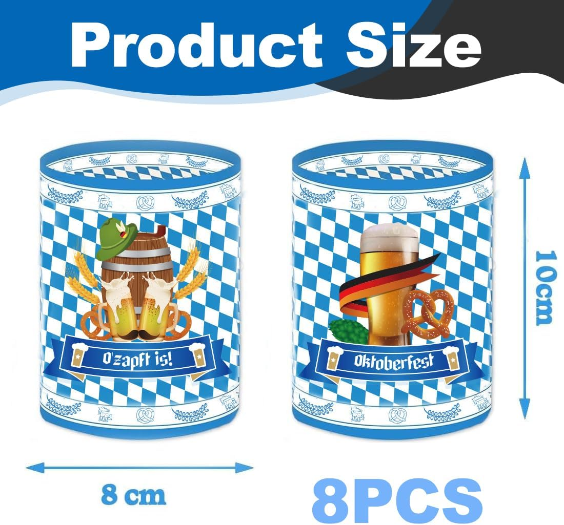 OUDQFCJ 8 Lantern Oktoberfest Table Decoration Set, Bavarian Decoration, Suitable for Tea Lights or Candles (Blue) image number 1