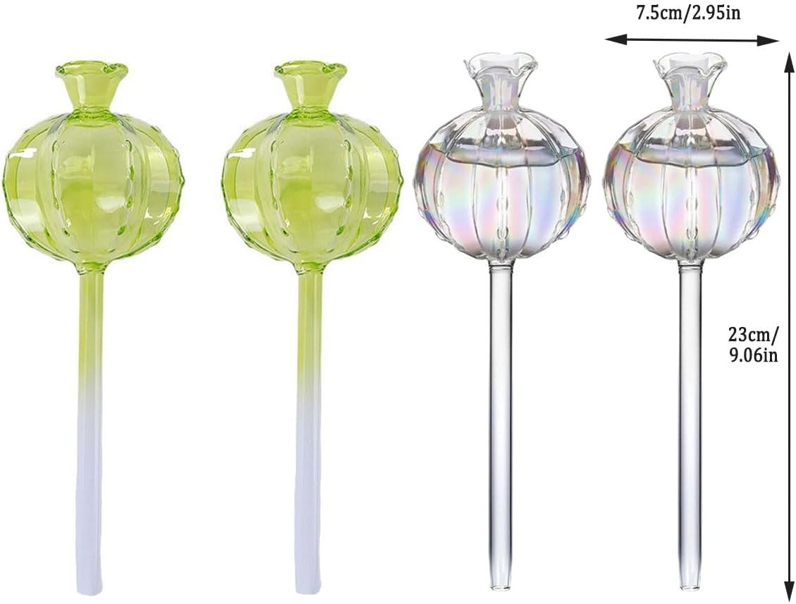 AIMALL Automatic Glass Watering Globes for Plants, 2-Pack 9-Inch Decorative Self-Watering Bulbs, Drip Irrigation for Indoor and Outdoor Potted Flowers and Succulents image number 3