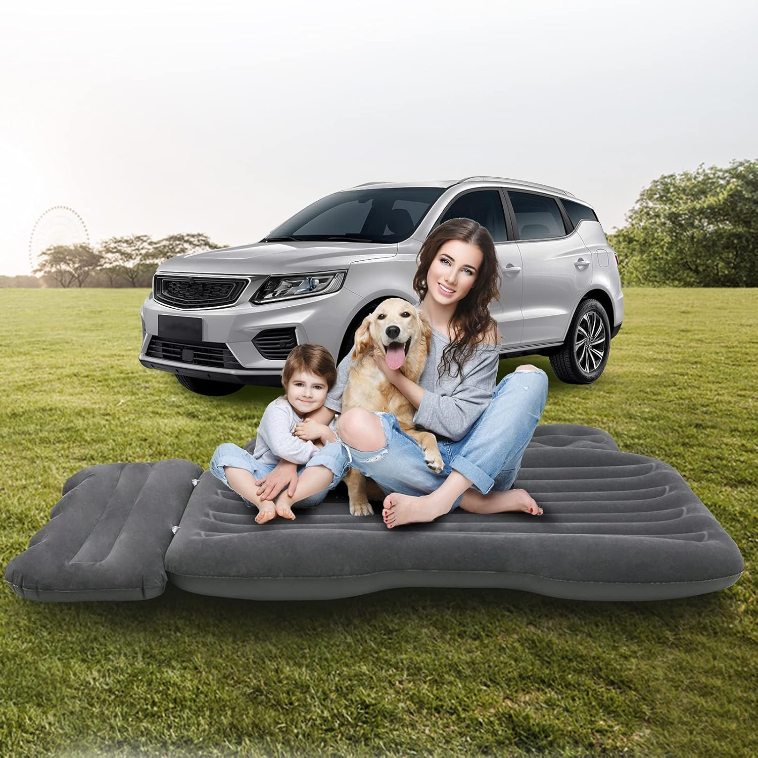 Lammyner Inflatable Bed for SUV Travel Bed Truck Air Mattress Car Sleeping for Camping, Hiking, Trip and Other Outdoor Activities (Black) image number 1