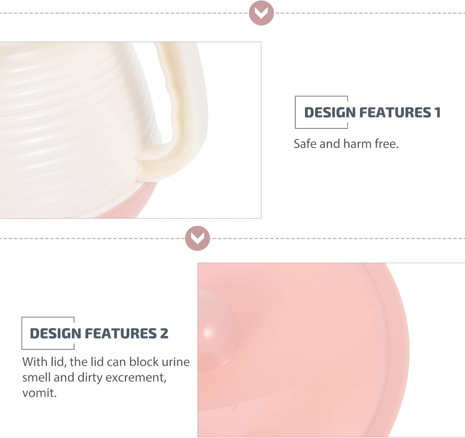 Alipis Chamber Pot Portable Toilets Bedpan Urinal Pots with Lid Handled Potty Urinal for Women Men Elderly Kid Pink image number 2