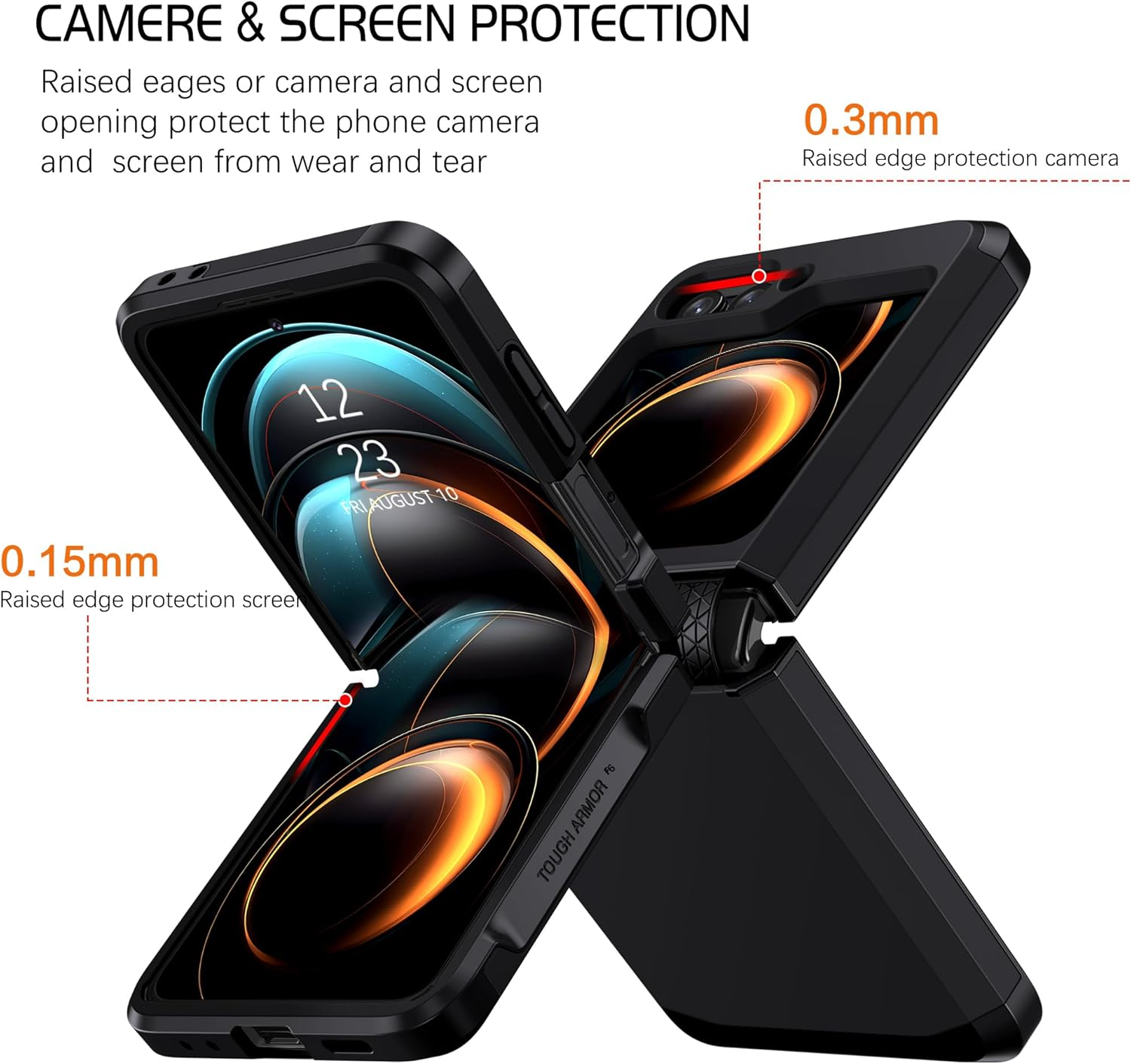 DOMAVER for Samsung Z Flip 6 / Flip 7 FE Case, Hinge Protective Case for Samsung Flip Men Women, Heavy Duty Shockproof Anti-Scratch Samsung Galaxy Z Flip 6 / Flip 7 FE Cover, Black image number 6