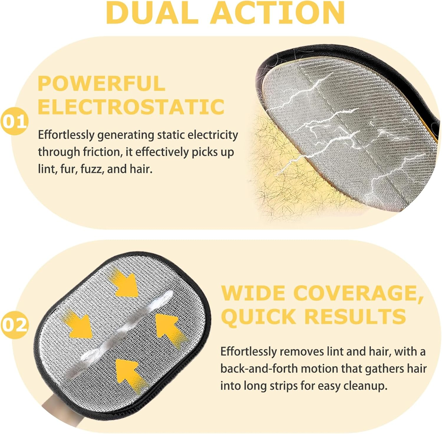 KATOZOO Pet Hair Removal Glove Brush - Reusable Grooming Tool for Cats and Dogs, Furniture, Carpets, Cat Beds and More - Improved Static Fur Remover (Pack of 1) image number 4