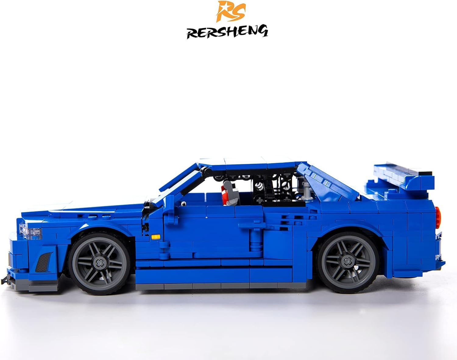 1:14 Scale Super Car Model, Mini Sports Car JDM GTRS R34 MOC Technique Building Blocks and Engineering Toy, Adult Collectible Model Cars Kits to Build(833Pieces)