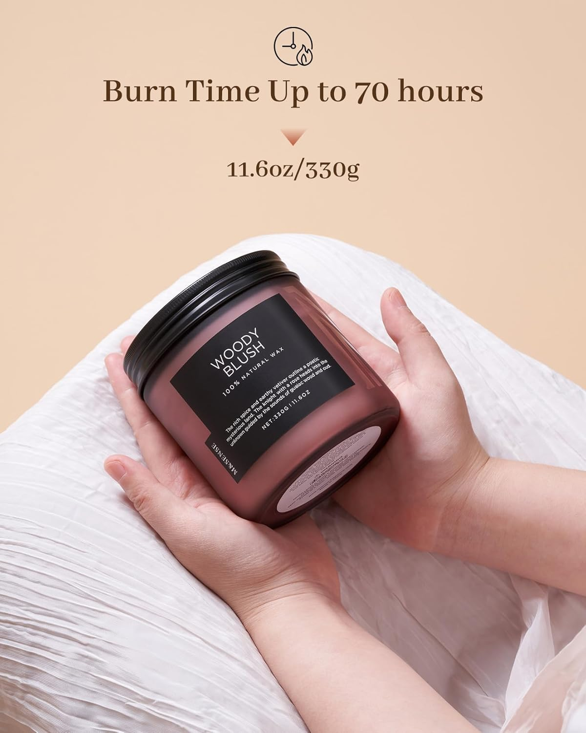 M&SENSE Rose & Vetiver Scented Candle, 11.6Oz Jar Candle, 70 Hours Long Lasting Burn Time Candles, 2 Wick Soy Wax Aromatherapy Candle for Home Decor, Fall Candle for Family Friends Teacher