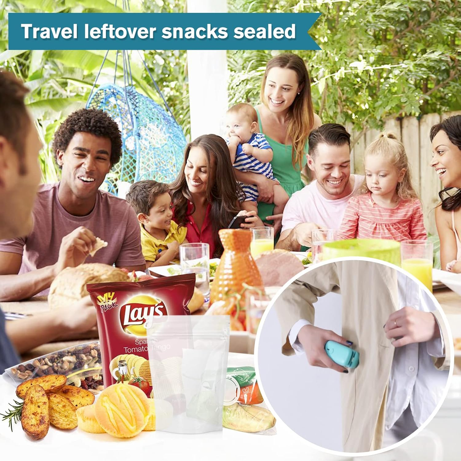 TYHJOY Mini Bag Sealer, Handheld Vacuum Heat Sealer and Cutter, Portable Chip Bag Resealer Sealing Machine for Snack Plastic Fresh Bags Cookies Green - Battery Not Included (Green) - Green image number 5