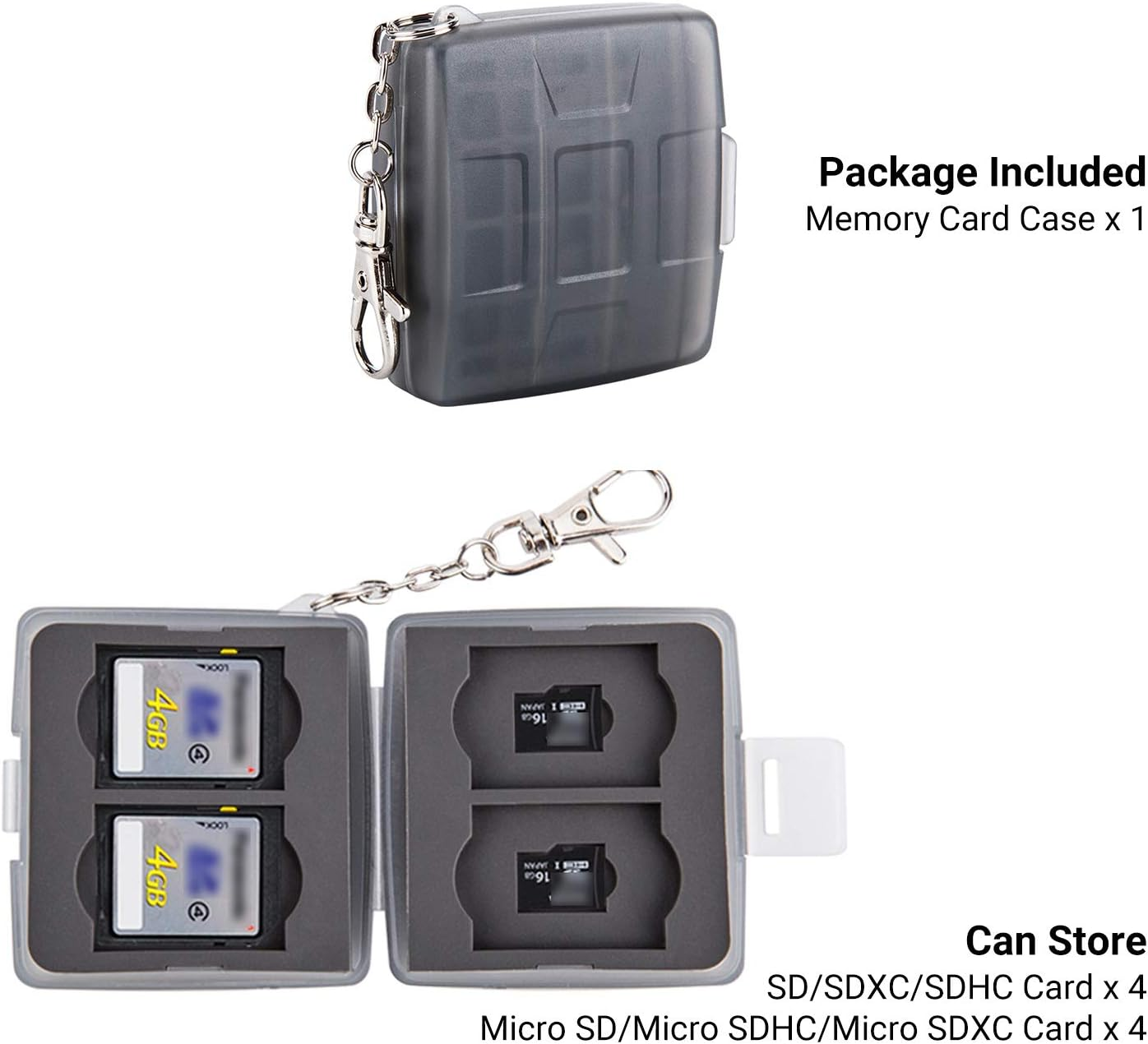 Micro SD Case SD Card Holder Case, Memory Card Case Storage for 4 SDHC SDXC Cards and 4 TF MSD Cards, Anti-Dust Crush Resistance image number 4