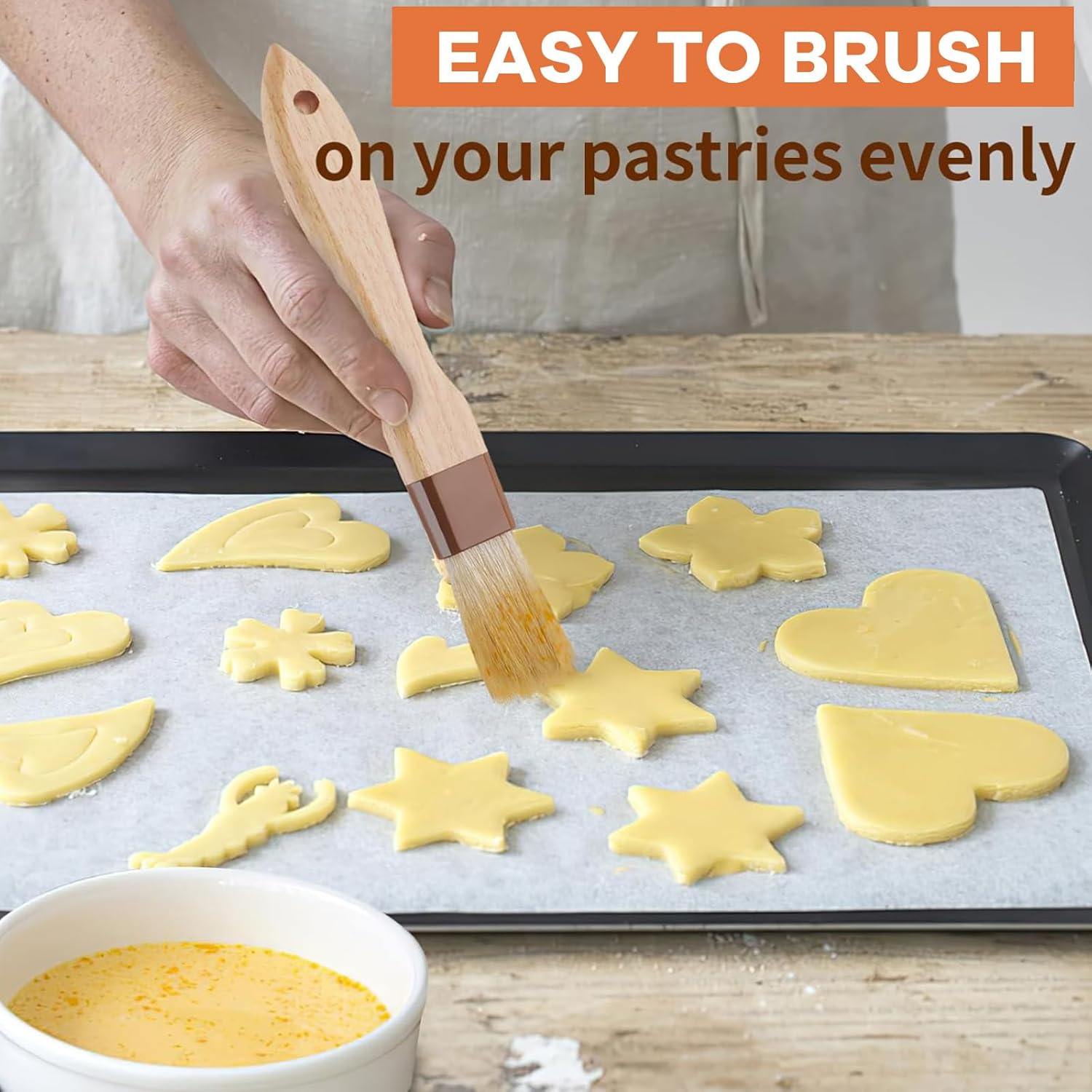 RIKONDA Natural Bristle Pastry Brushes - 3-Piece Set for Cooking, Baking & Grilling | Heat-Resistant Basting Brushes with Beechwood Handle | Sauce, Oil, Butter Brush for BBQ, Marinades image number 1