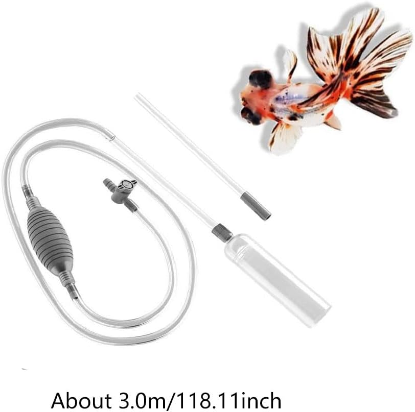 3.0M Aquarium Water Changer Gravel Vacuum for Fish Tank Cleaning Tools,Hot Tub Vacuum Spa Vac,Manual Spa Vacuum Wand Cleaner Cordless Pool Cleaner,Handheld Flexible Hose for Dirt(3 Cleaner Heads)