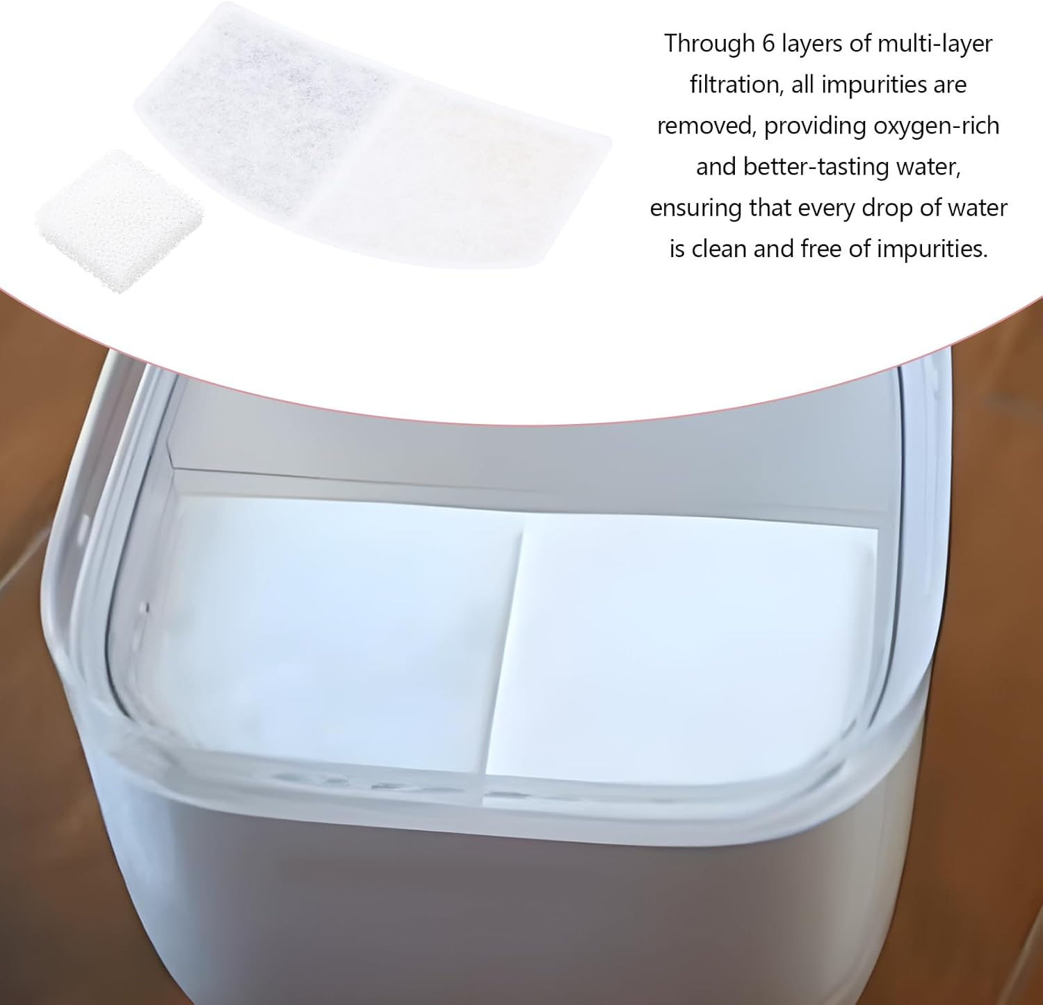 Pack of 6 Filter for Pet Fountain, Replacement Filter for Cat Fountain, Suitable for Wireless 2.8 L/95 Oz Water Fountain, Drinking Water Dispenser for Pets image number 4