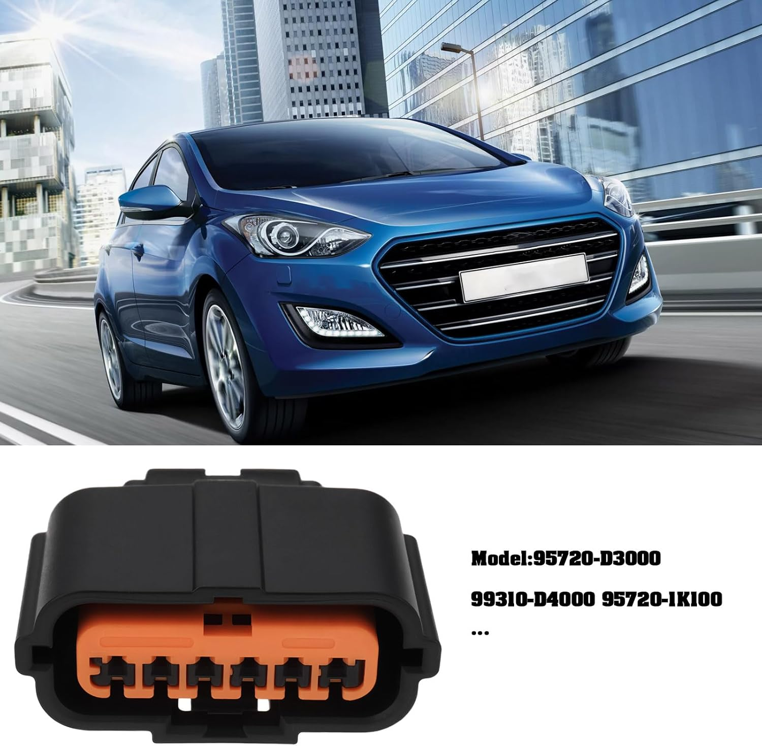 Ecsing 2Pcs 6-Pin Parking Sensor Connector with Terminal Compatible with Hyundai KIA 95720-D3000 99310-D4000 image number 1