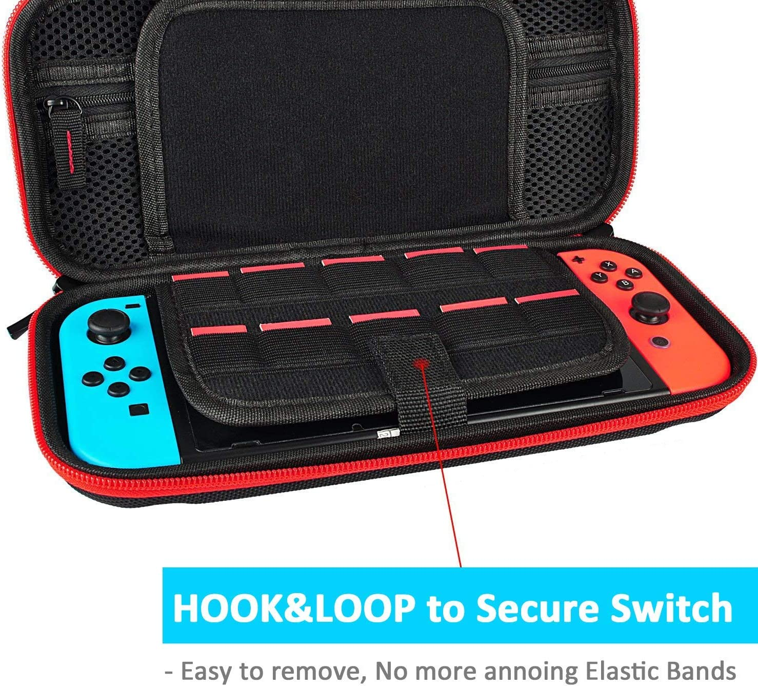 Daydayup Hestia Goods Switch Case and Tempered Glass Screen Protector for Nintendo Switch - Deluxe Hard Shell Travel Carrying Case, Pouch Case for Nintendo Switch Console & Accessories, Streak Red image number 3