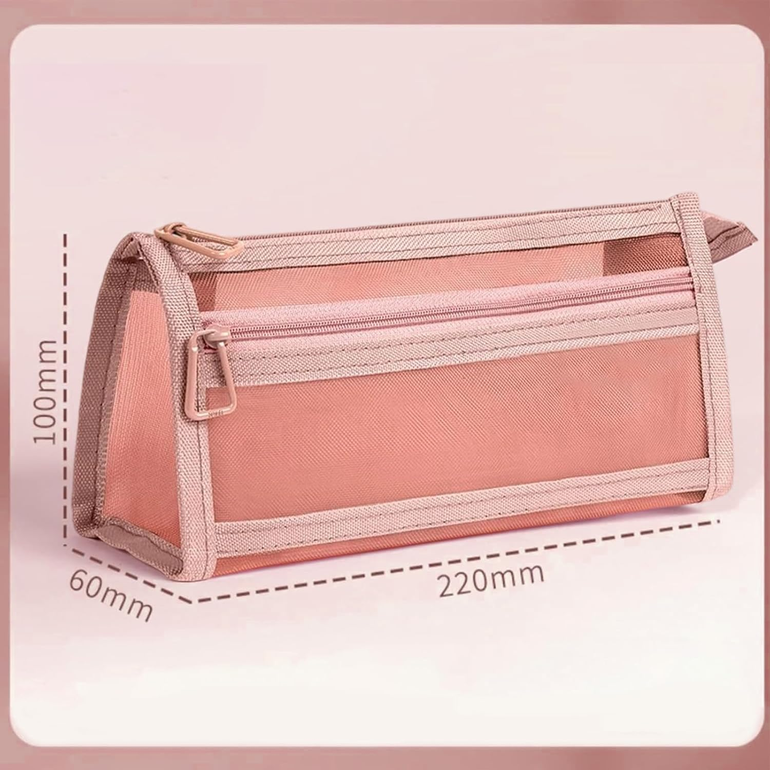 4 Pcs Pencil Case, Portable Clear Zipper Mesh Pouch for Makeup, Travel, Stationery Storage, Assorted Colors image number 4