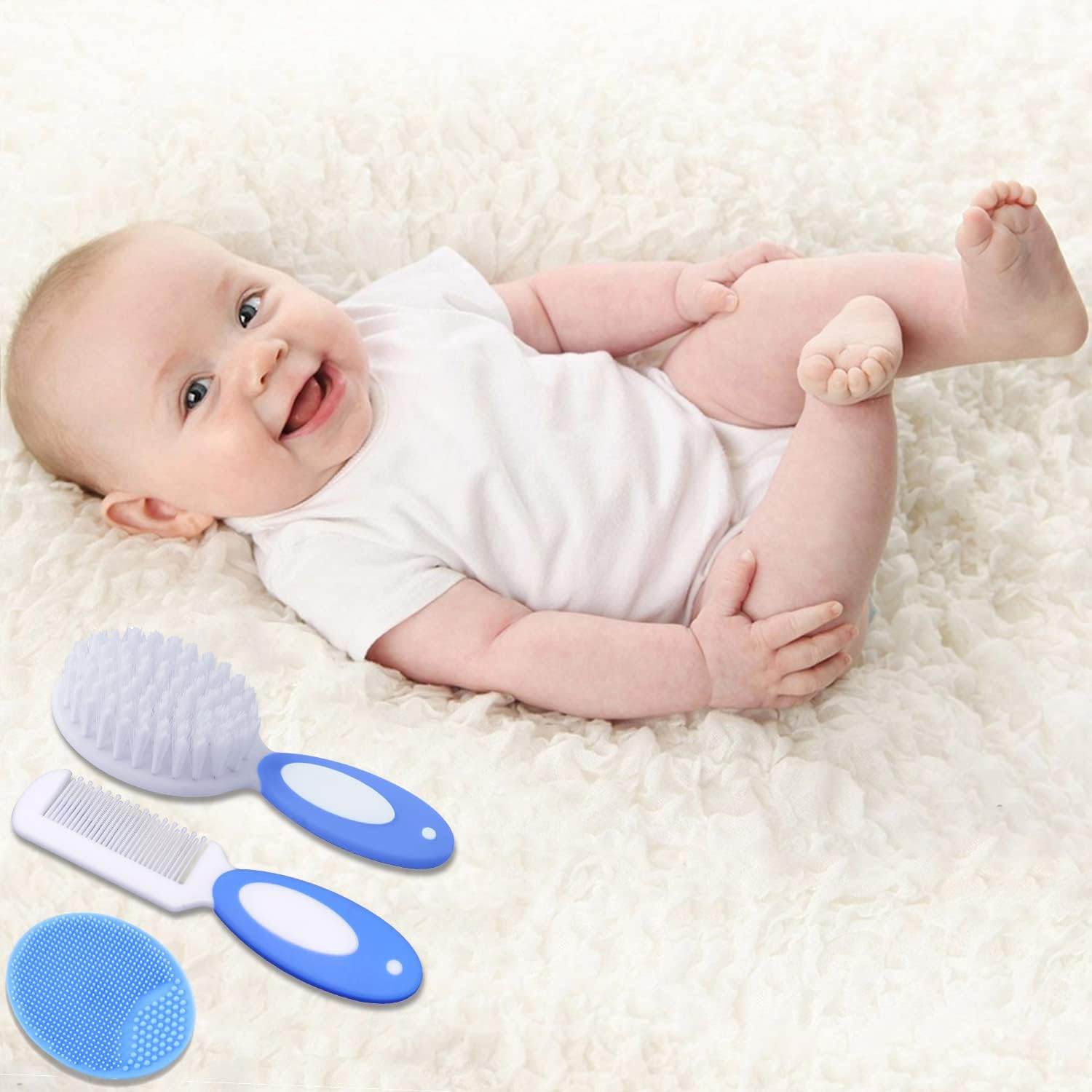 MR LION Baby Hair Brush, Cradle Cap Brush, Baby Hair Comb, Baby Hair Brush and Comb Set for Newborns & Toddlers, Baby Brush Soft Bristles, Ideal for Cradle Cap, Perfect Baby Registry Gift (Blue) image number 3