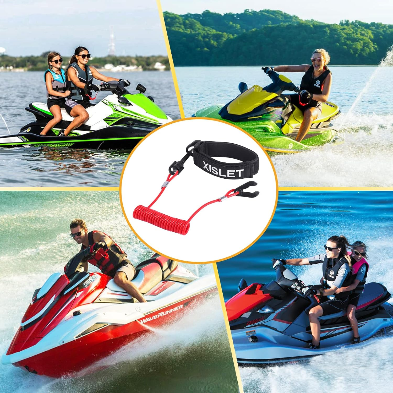 Xislet Yamaha Jet Ski Key Lanyard for Waverunner VX Cruiser FX Engine Safety Stop Tether Yamaha Kill Switch Lanyard Replace EW2-68348-00-00 Aftermarket 6K8-82556-00-00 Jet Ski Accessories image number 3