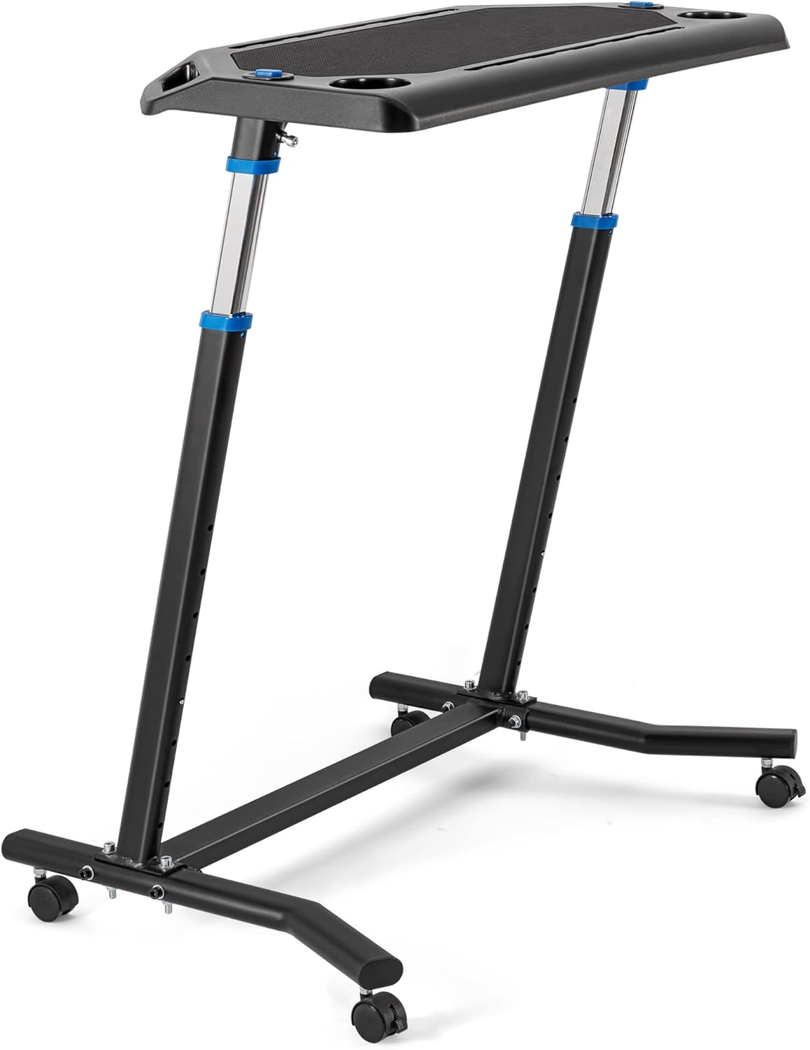 CXWXC Indoor Cycling Desk - Adjustable Height Bike Deak Laptop Stand Non-Slip Surface - Portable Bike Trainer Fitness Desk with Lockable Wheels image number 1