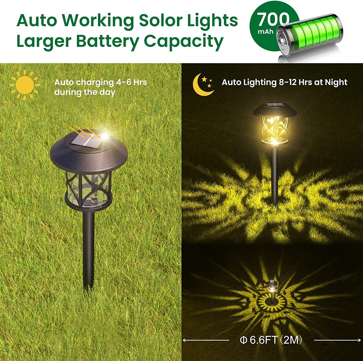 Quntis Solar Pathway Lights Outdoor 8 Pack, IP65 Waterproof Bright Solar Garden Lights, Auto On/Off Solar Landscape Lighting Warm White, Solar Powered Path Lights for Yard Driveway Walkway Patiolawn image number 4