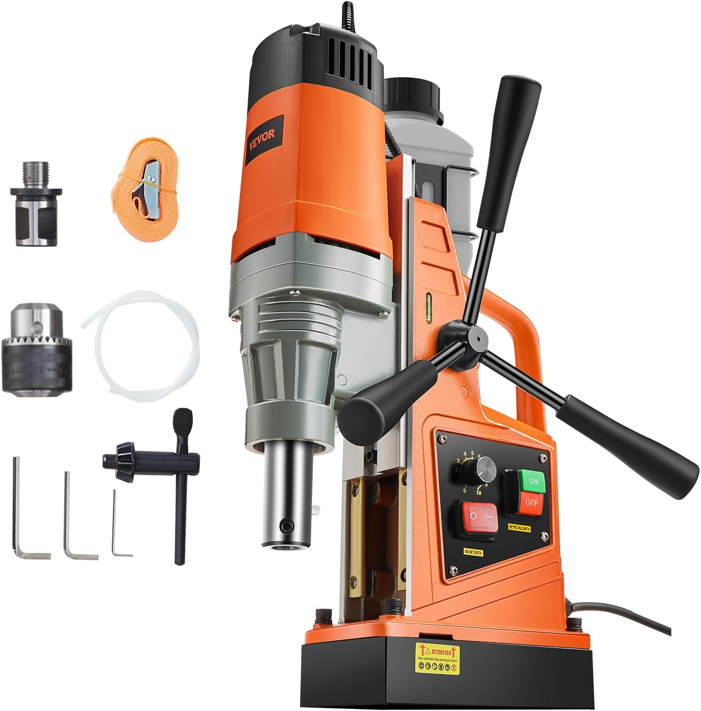 VEVOR Magnetic Drill, 1550W 1.57" Boring Diameter, 2922Lbf/13000N Portable Electric Mag Drill Press with Variable Speed, 500 RPM Drilling Machine for Any Surface Home Improvement Industry Railway
