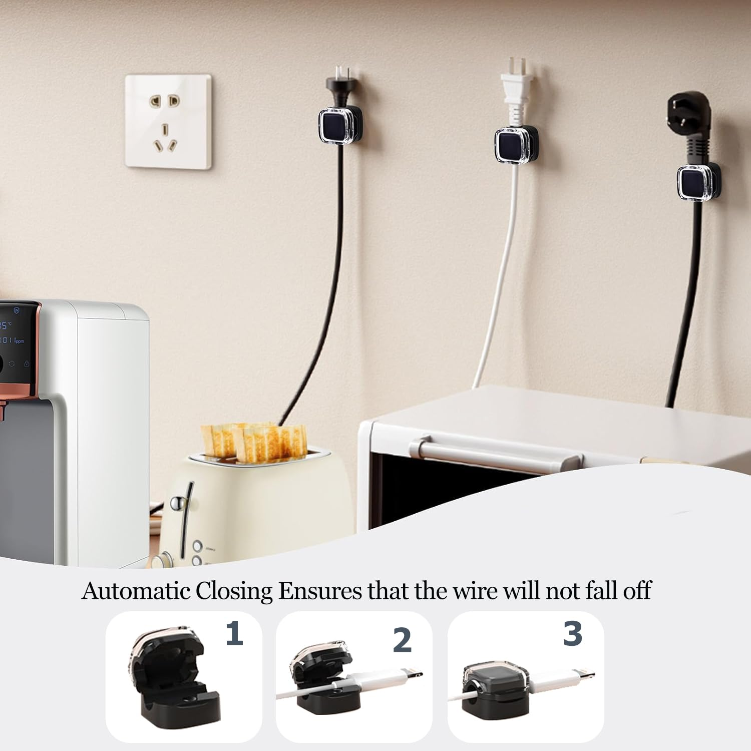 6 Pack Magnetic Cable Clips Adhesive Cord Organizer for Desk, Wall, and Car, Cable Management Holder for USB Chargers, Phone Wires, and More,Perfect for Home, Office, Kitchen, and Nightstand (Black)