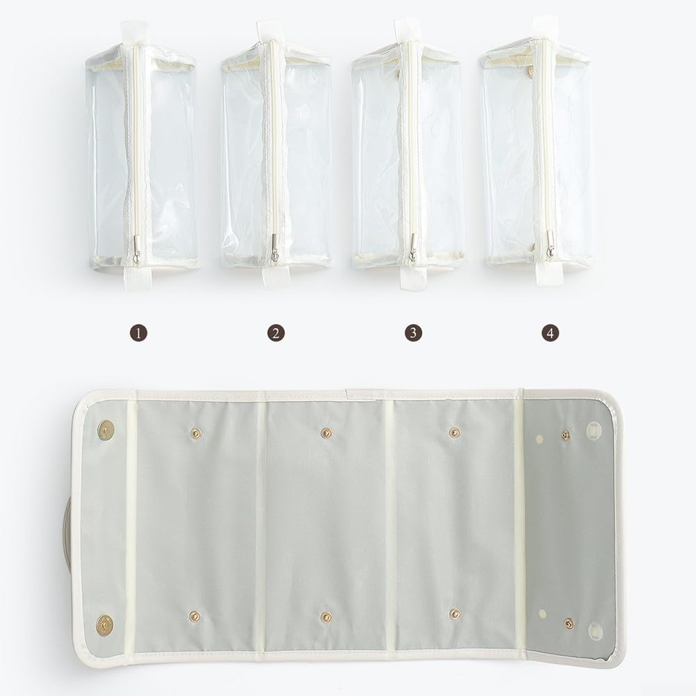 Waterproof Cosmetics Storage Bag with Hanging Feature, Foldable Makeup Organizer for Women, Large Capacity for Travel Use (Brown)