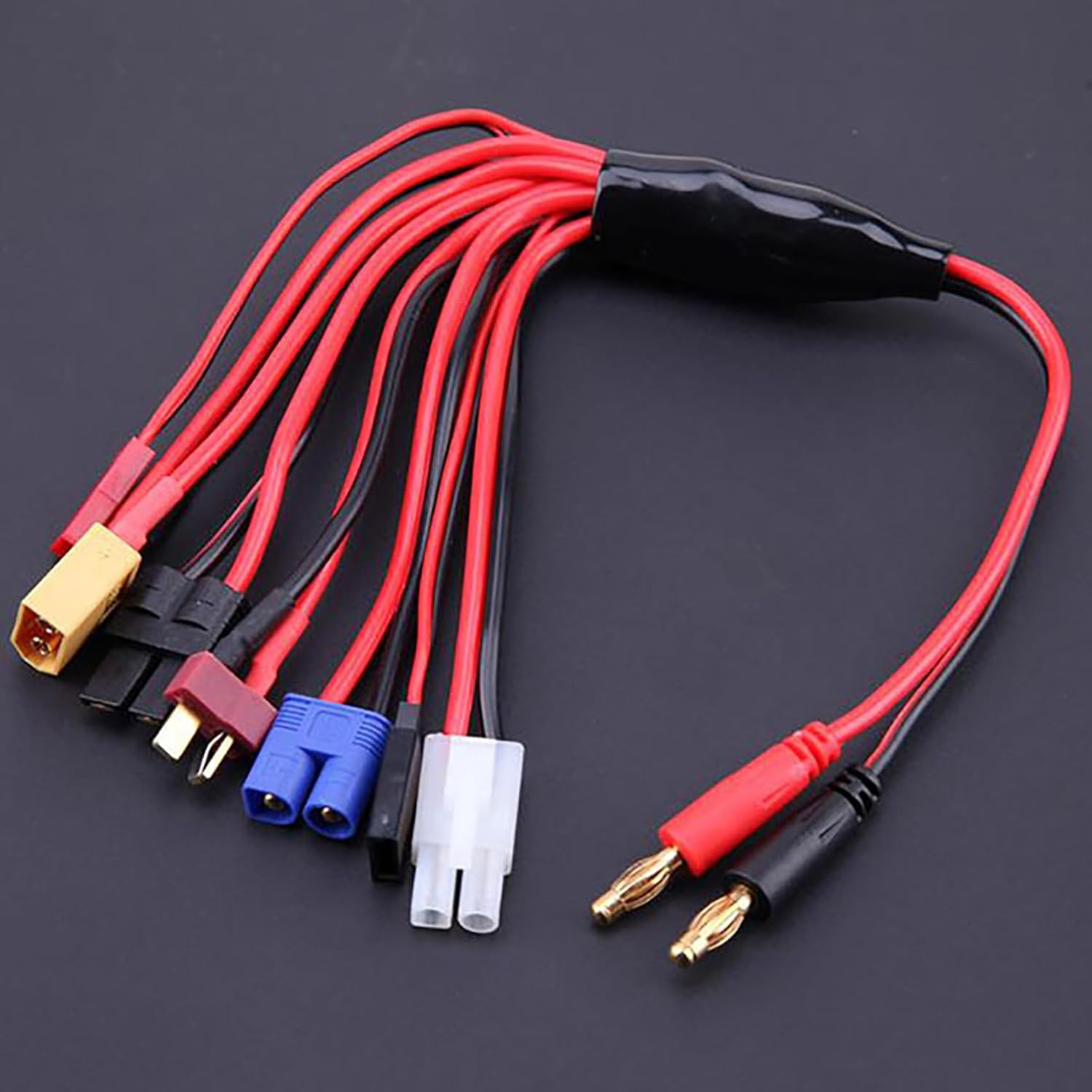 Tunghey RC Lipo Battery Charger Adapter Connector Splitter Cable, 8 in 1 Octopus Convert Wire to 4.0Mm Banana Plug Compatible with TRX, Tamiya, EC3, JST, Futaba, XT60, T- Dean