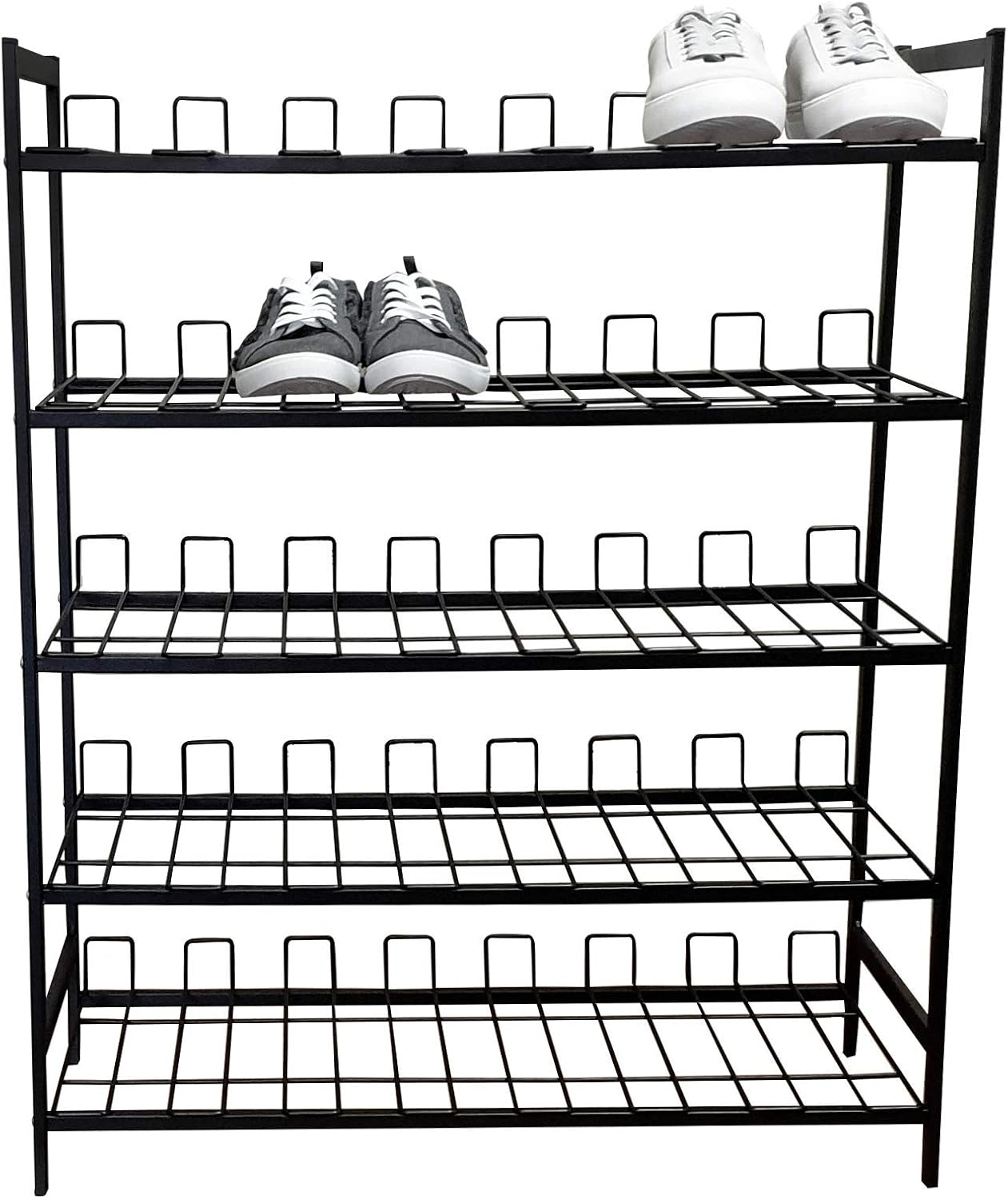 L.T. Williams 8999 5 Tier Shoe Rack Blackpowder Coated Shoe Rack, Black
