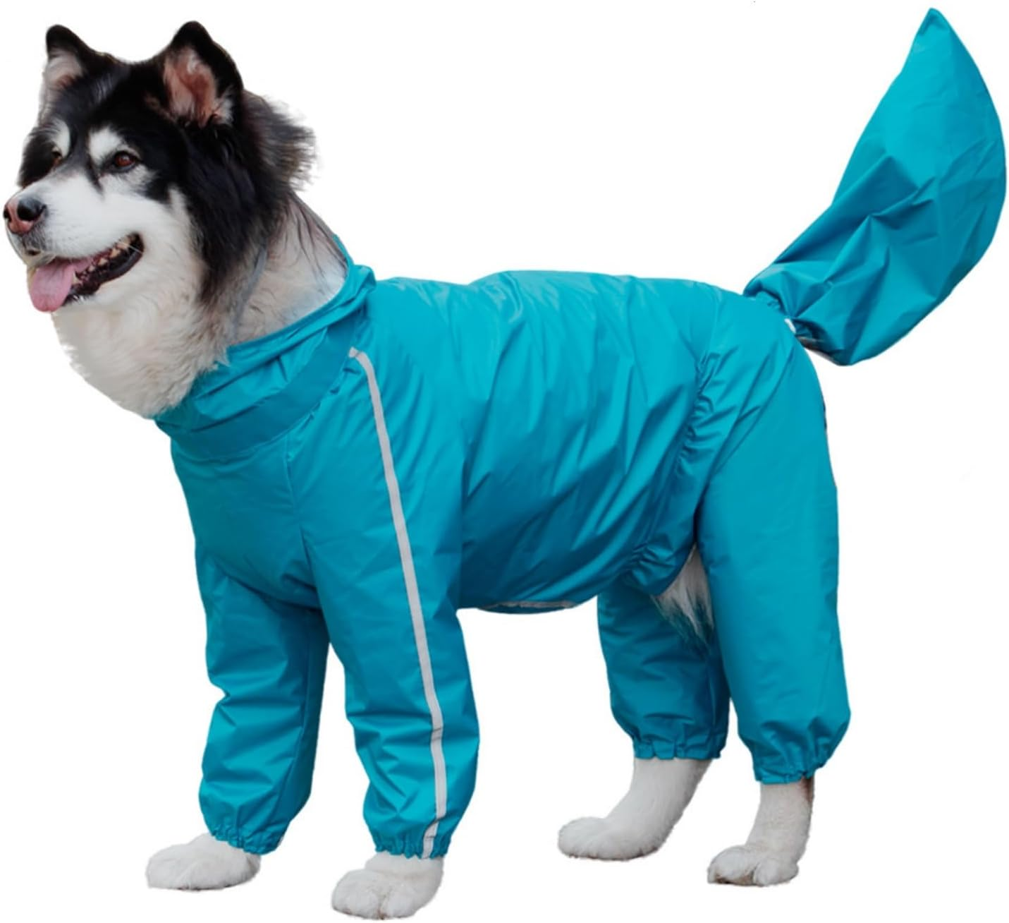 UOSIA Large Dog Raincoat Reflective Waterproof Dog Raincoat Lightweight Dog Rain Hooded Jacket Full Coverage Dog Raincoats with Removable Tail Cover for Dog Walking