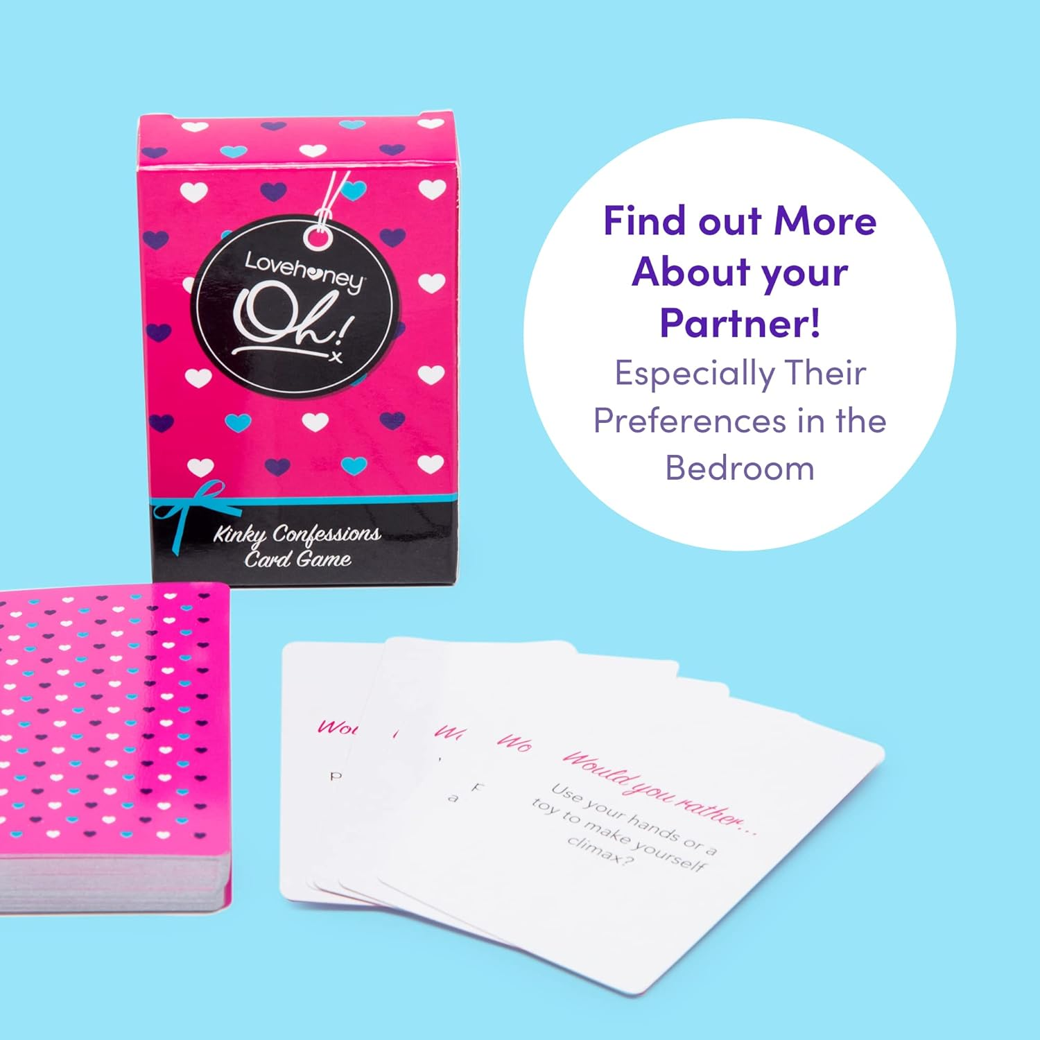 Lovehoney Oh! Kinky Confessions Truth or Dare Adult Card Game for Couples & Friends - Pack of 52 image number 1