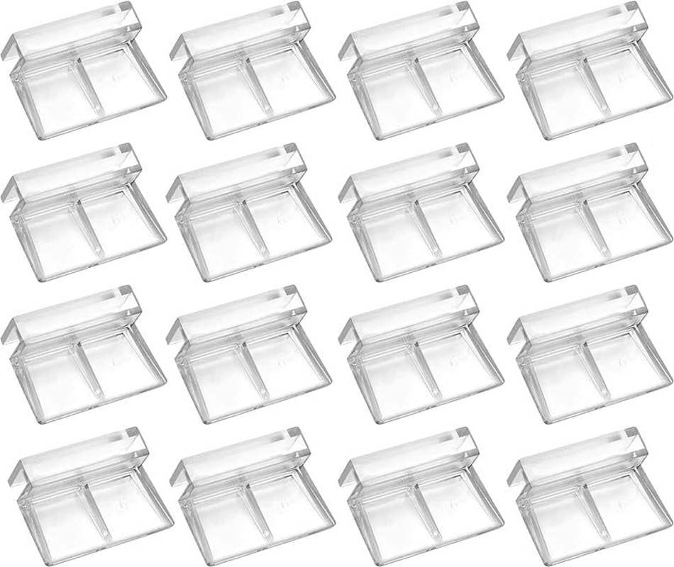 Acrylic Aquariums Fish Tank Glass Cover Clips, 16Pcs Clear Fish Tank Glass Cover Clips, Fish Tank Lid Clear Acrylic Aquarium Cover Support Clamps, 10Mm Thick