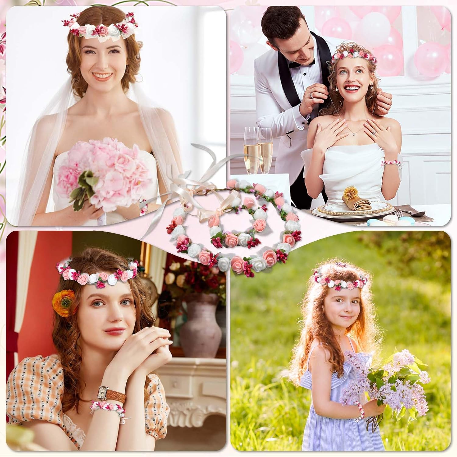 Beautiful Headband with Dried Flowers - Optimal Hair Wreath for Communion Young Women - Flower Wreath Headpiece - Oktoberfest Hair Accessories image number 4