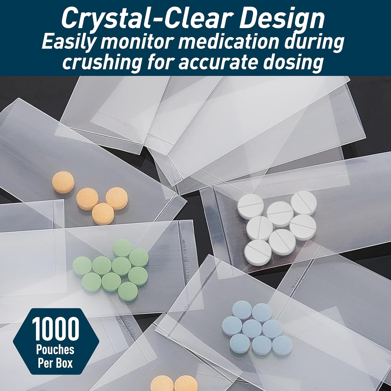 Medpride Pill Crusher Pouches - Pack of 1000 Disposable Medicine Crushers - Medical Grade Clear Tablet Crushing Bags for Easy Consumption with Zero Waste - Prevents Cross Contamination (4.7"X2") image number 4